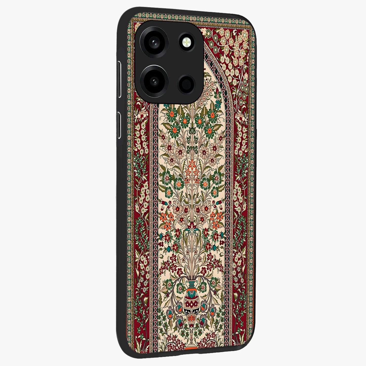 Persian Inspired Glass Case upright view showcasing decorative Persian artwork with rich heritage theme.