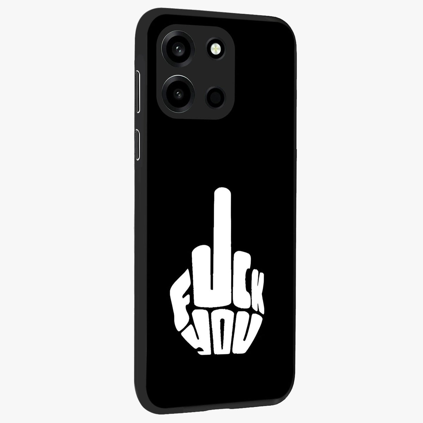 Rebel Mode On Glass Case upright view showcasing striking statement artwork with bold rebellious theme.