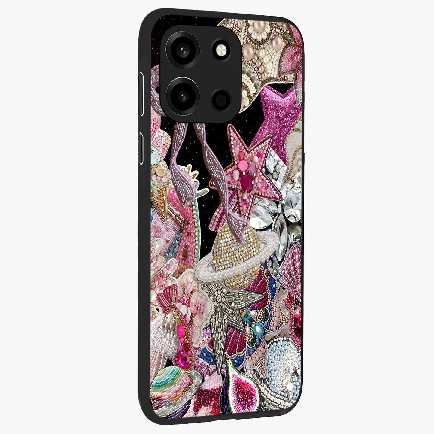 Starlit Jewel Dream Glass Case upright view showcasing radiant star inspired artwork with magical night theme.