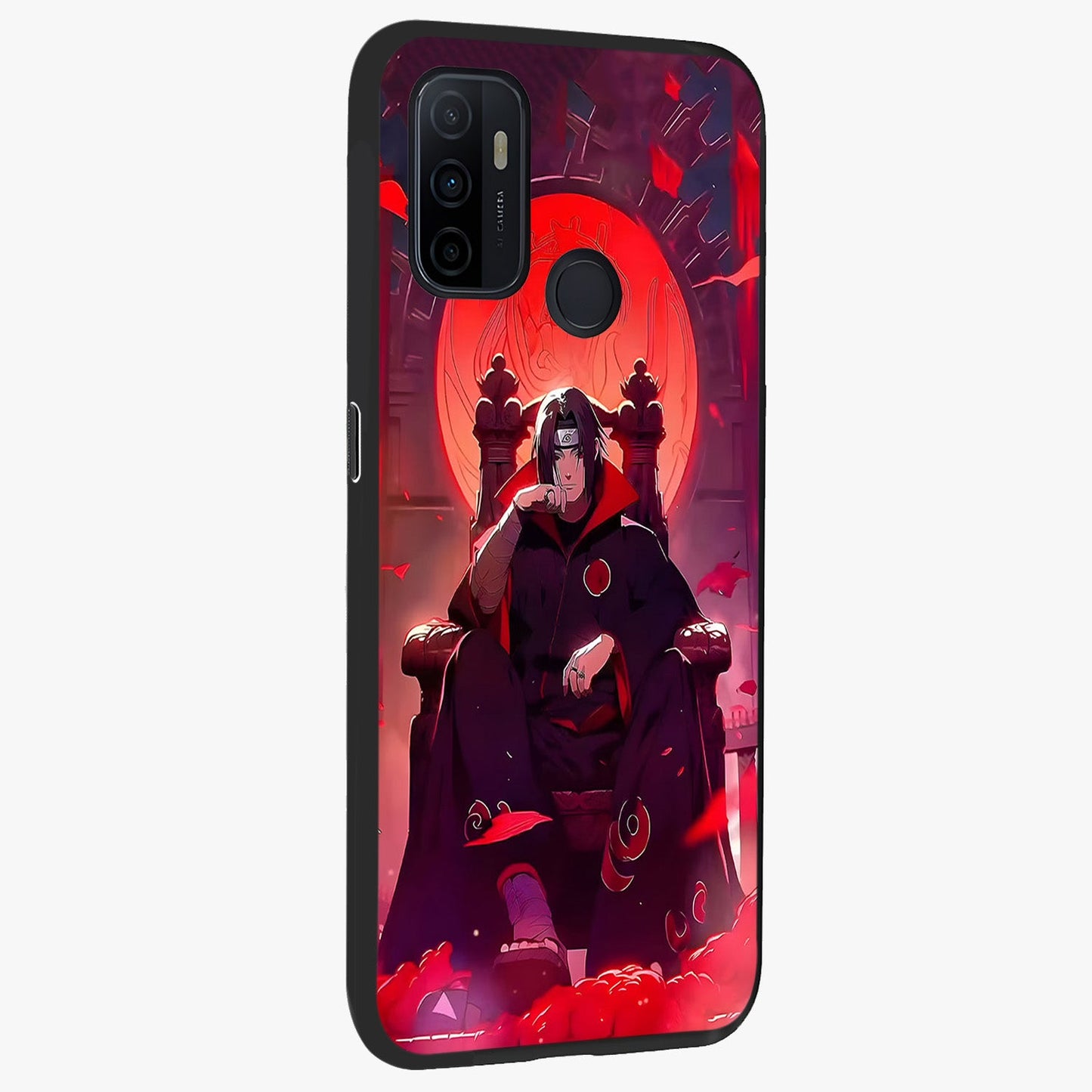 Blood Moon Sovereign Glass Case upright view showcasing powerful moon inspired artwork with cosmic aesthetic style.
