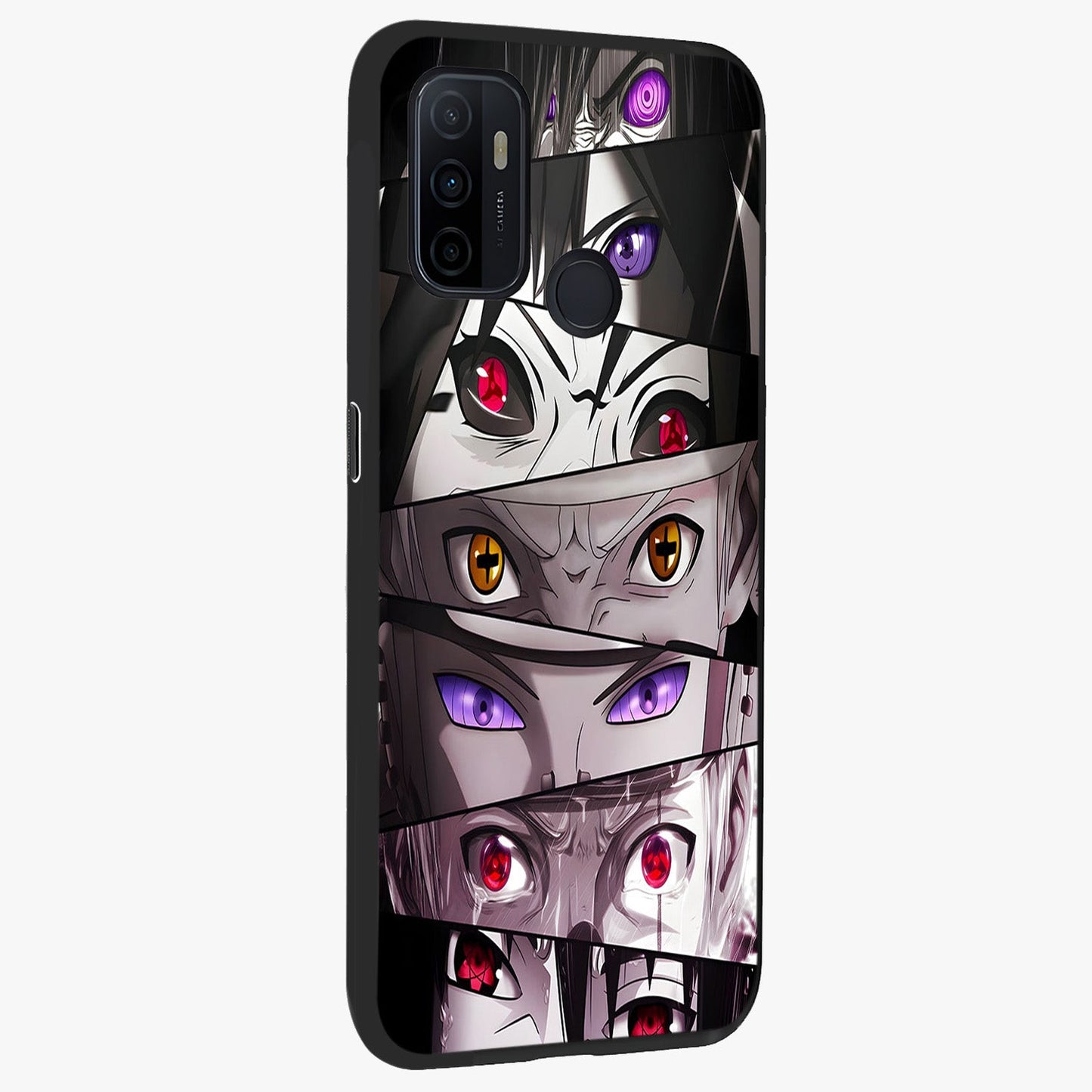 Eyes of Destiny Glass Case upright view showcasing symbolic eye artwork with dramatic artistic theme.