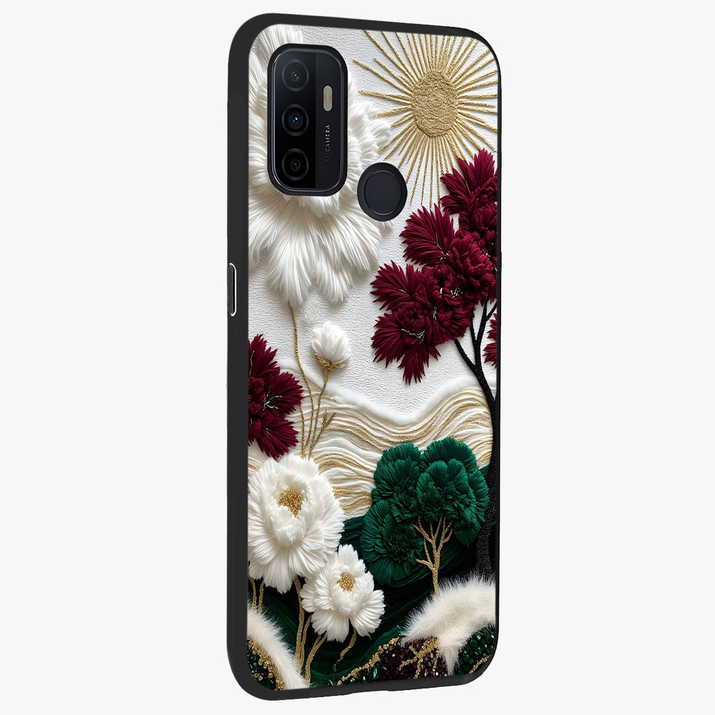 Radiant Bloom Elegance Glass Case upright view showcasing decorative flower artwork with refined botanical theme.