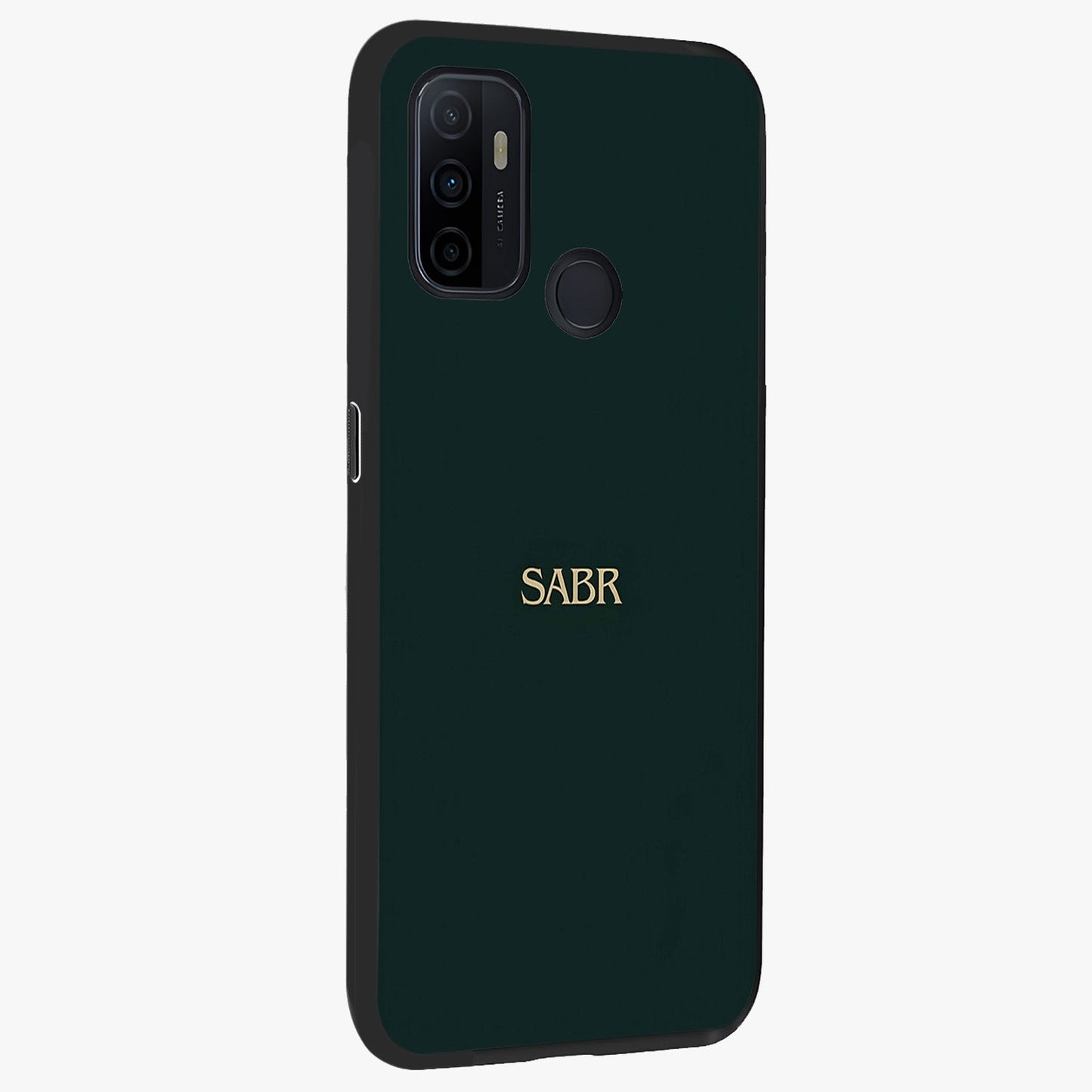 Sabr Minimal Patience Glass Case upright view showcasing calm minimalist artwork with motivational patience theme.