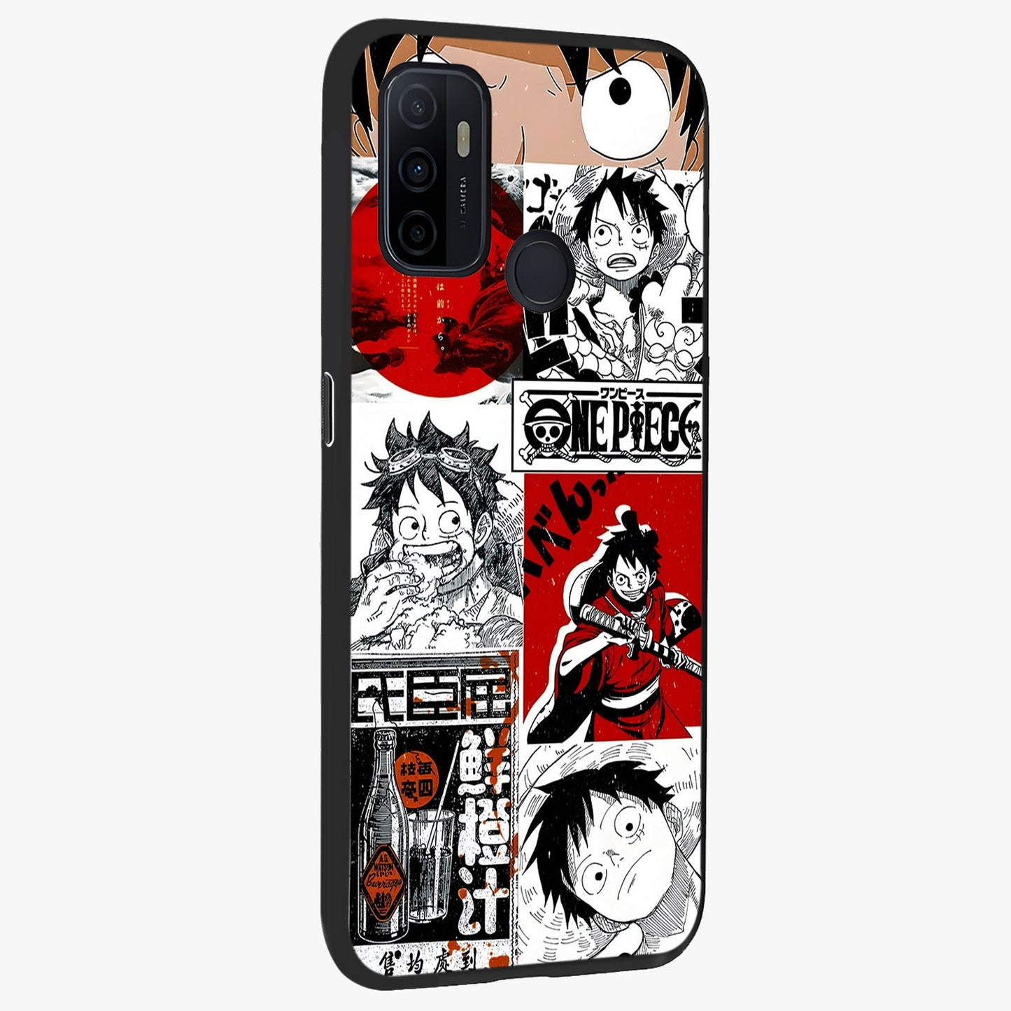 Strawhat Chaos Panels Glass Case upright view showcasing energetic anime artwork with bold adventure theme.