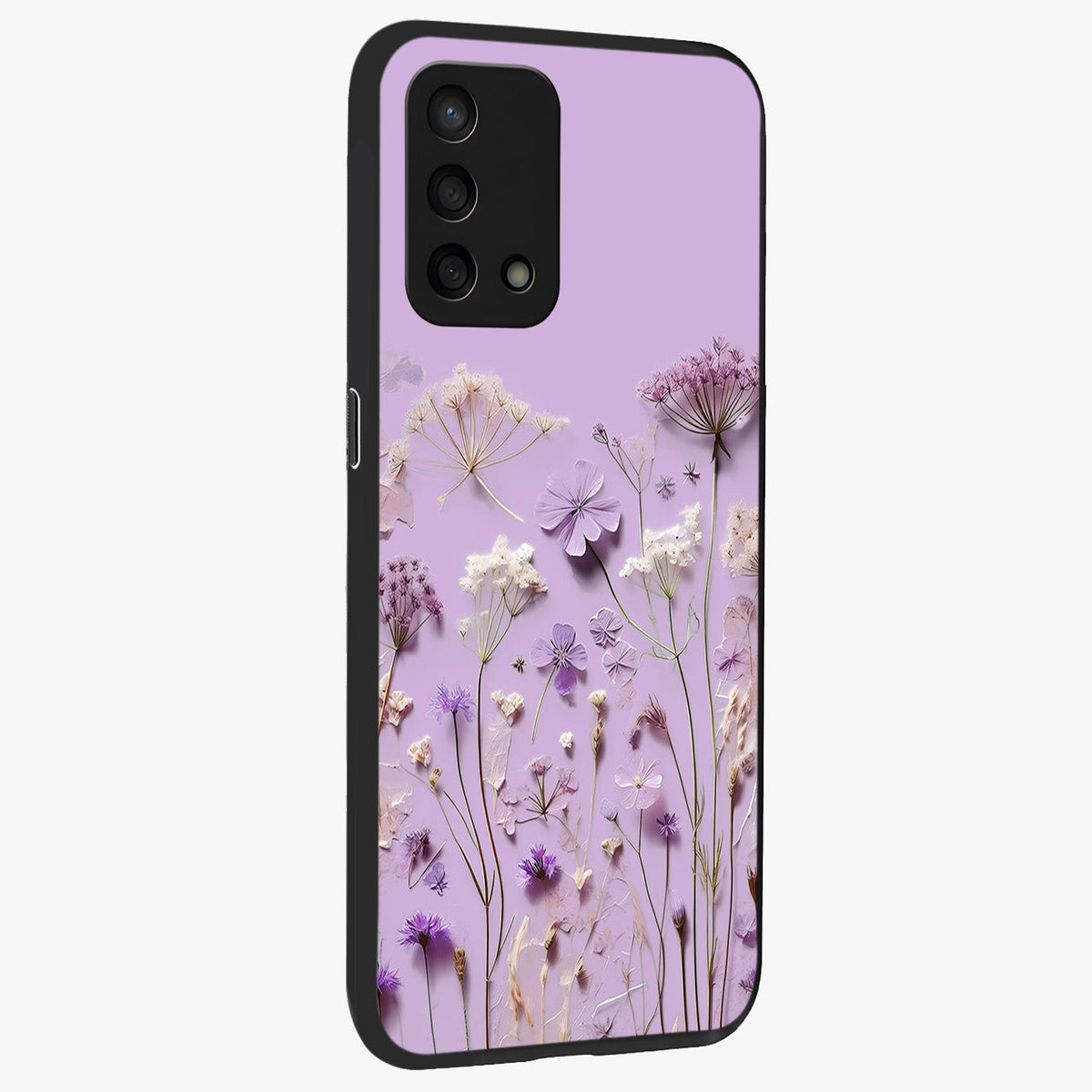 Lavender Blossom Dream Glass Case upright view showcasing delicate lavender blossom artwork with peaceful floral theme.