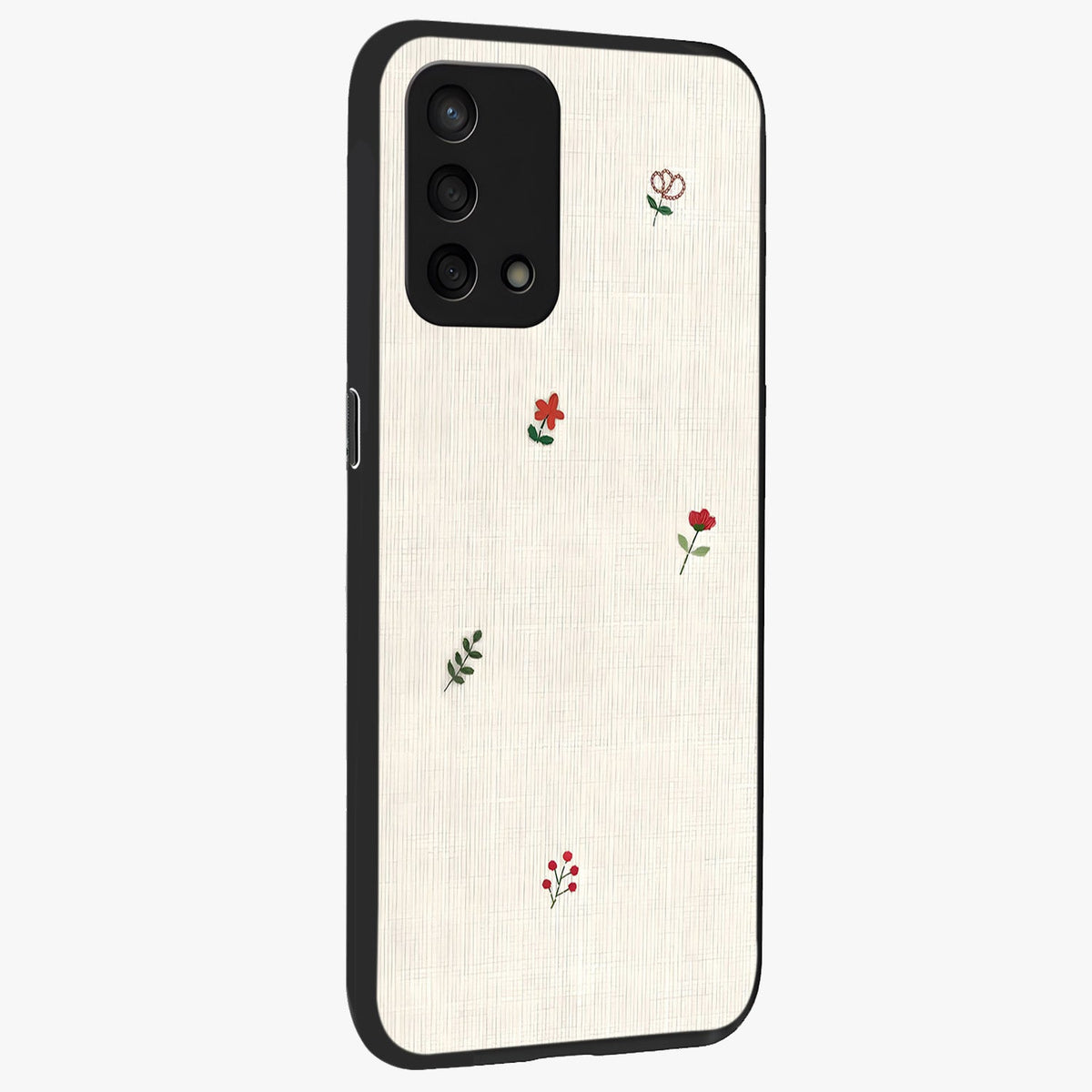 Minimalistic Blue With White Flower Pattern Glass Case upright view showcasing clean white flower artwork with calming blue theme.