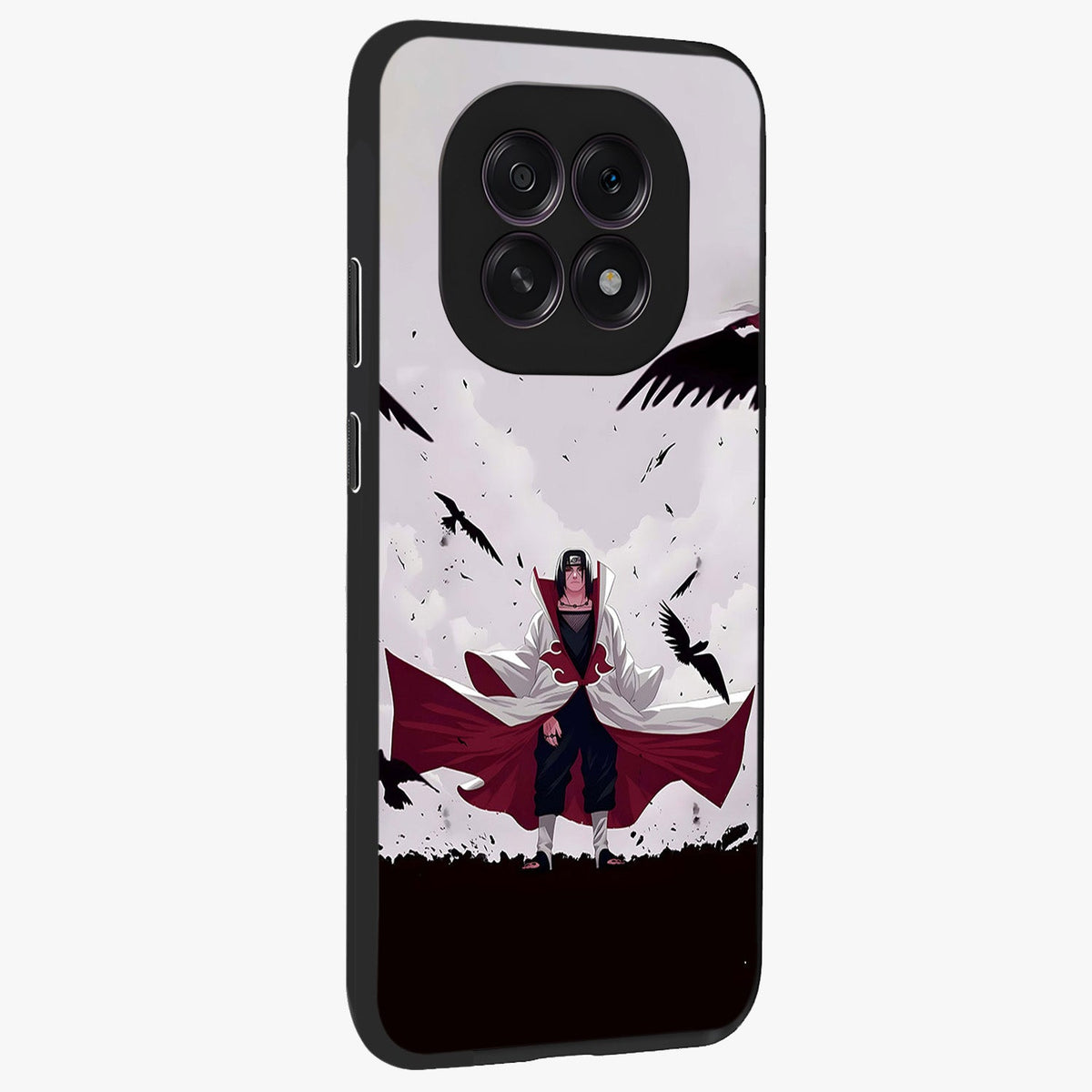 Crimson Crow Ascension Glass Case upright view showcasing dramatic crow artwork with bold gothic theme.