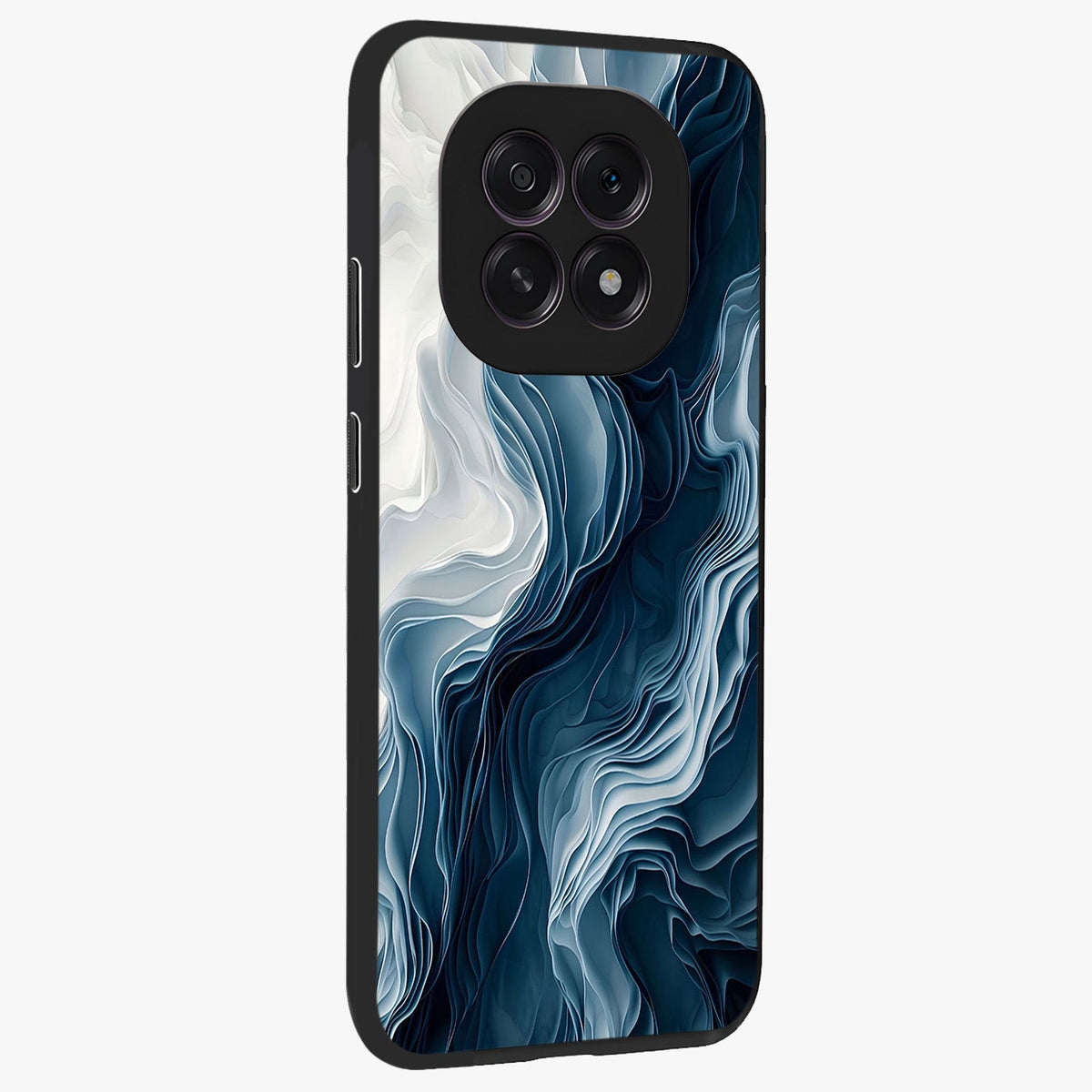 Ethereal Paper Marble Glass Case upright view showcasing smooth marble artwork with refined minimalist theme.