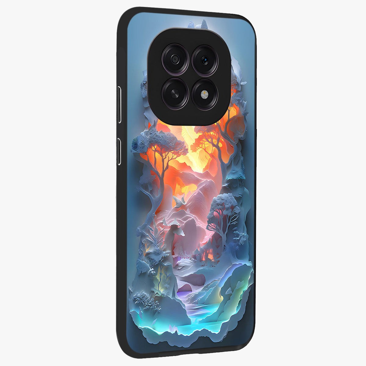 Glow Forest Portal Glass Case upright view showcasing enchanted forest portal artwork with fantasy nature theme.