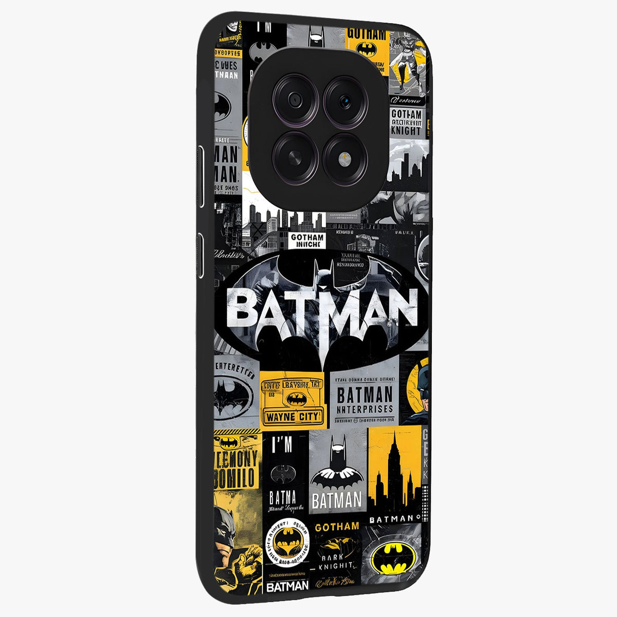 Knight Gotham Rise Glass Case upright view showcasing bold vigilante themed artwork with gothic city vibe.