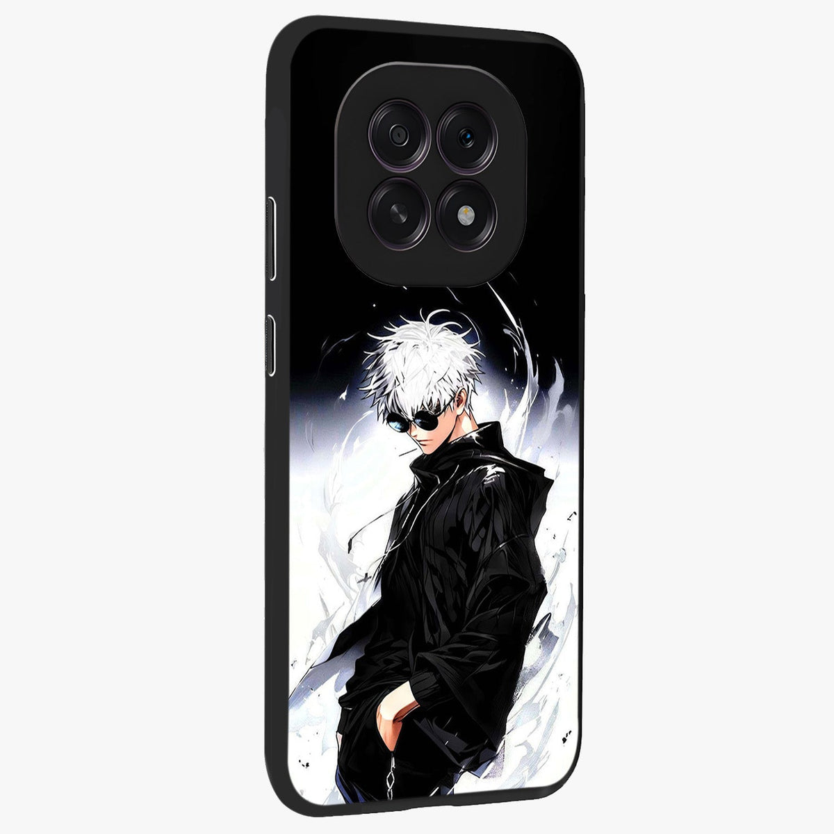 Limitless Shadow King Glass Case upright view showcasing bold shadow warrior artwork with epic fantasy theme.
