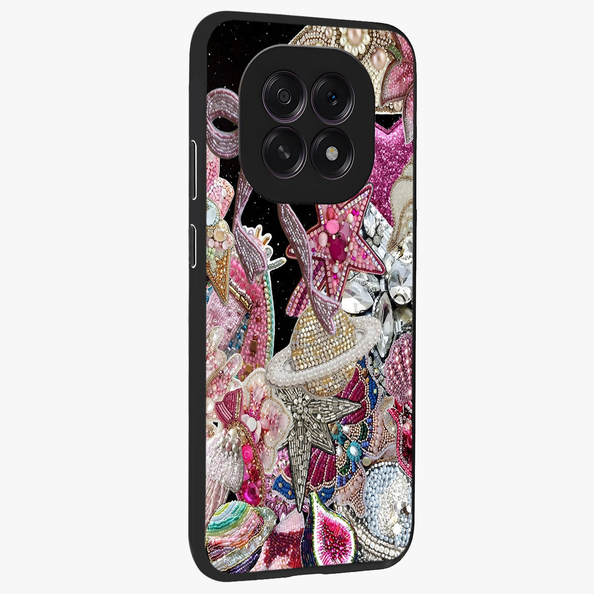 Starlit Jewel Dream Glass Case upright view showcasing radiant star inspired artwork with magical night theme.