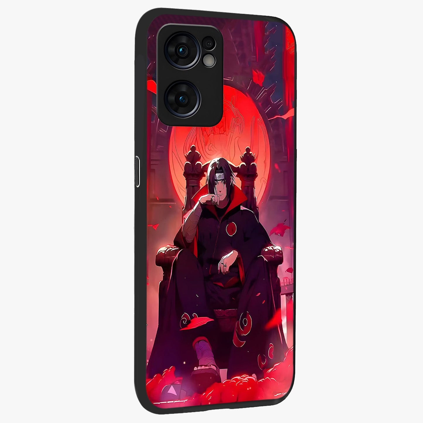 Blood Moon Sovereign Glass Case upright view showcasing powerful moon inspired artwork with cosmic aesthetic style.