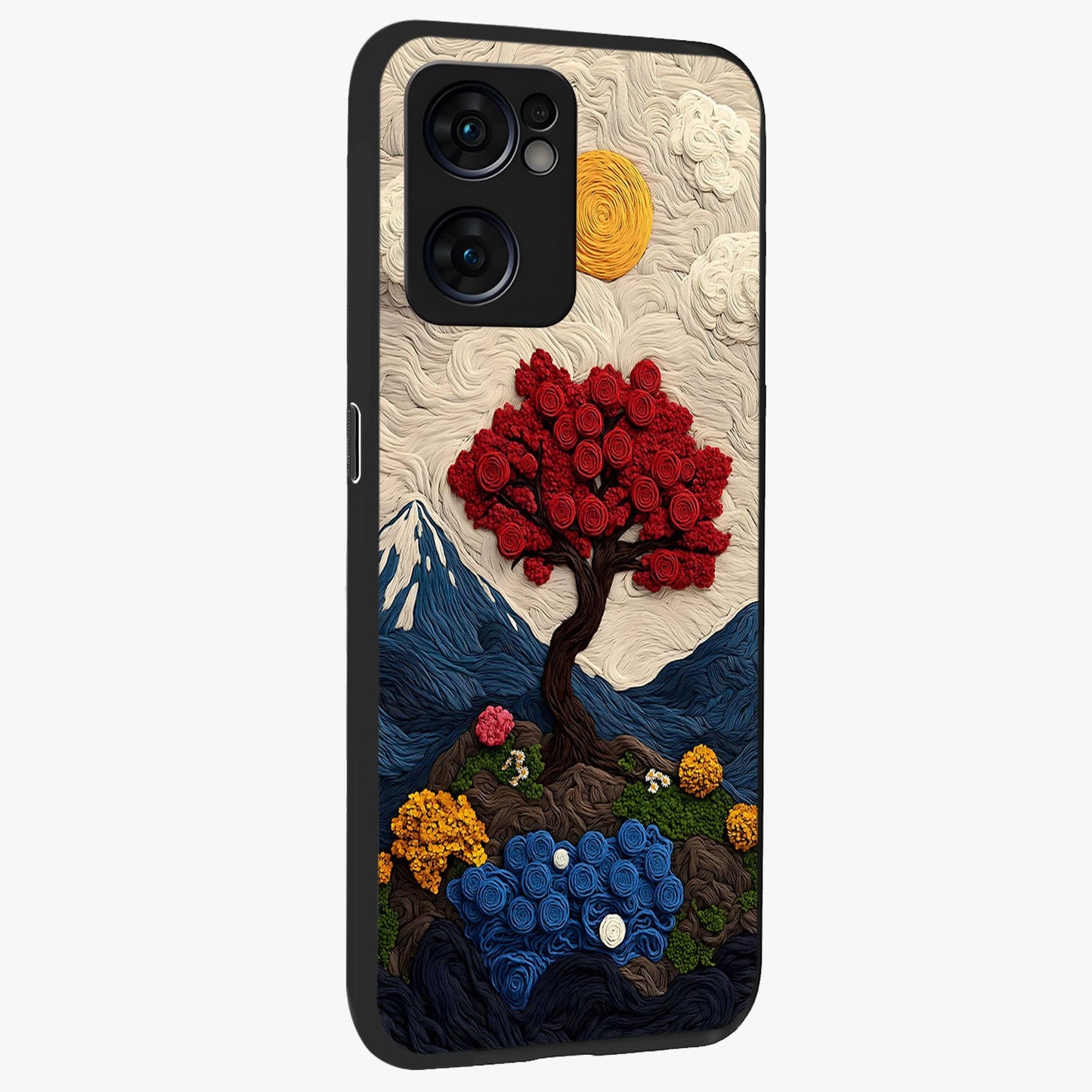 Eternal Nature Tapestry Glass Case upright view showcasing elegant nature tapestry design with decorative style.