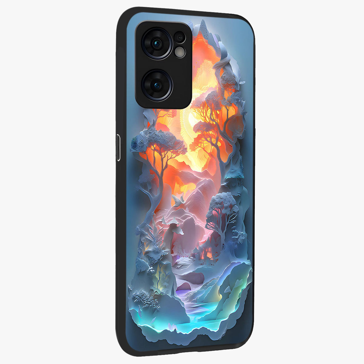 Glow Forest Portal Glass Case upright view showcasing enchanted forest portal artwork with fantasy nature theme.
