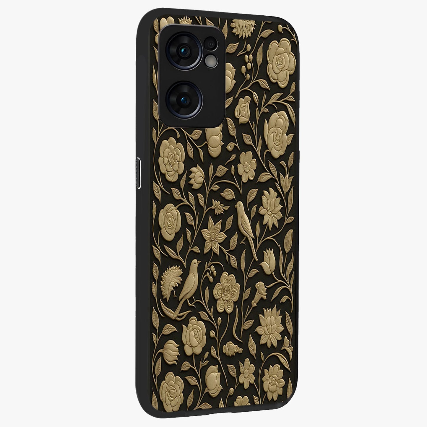 Golden Evil Eye Mandala Glass Case upright view showcasing decorative evil eye mandala artwork with spiritual aesthetic style.