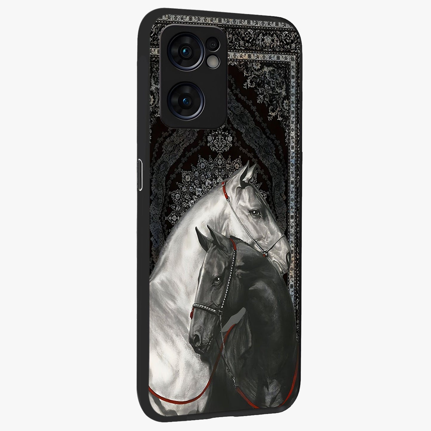 Majestic Ride Legacy Glass Case upright view showcasing dynamic ride inspired artwork with modern automotive theme.