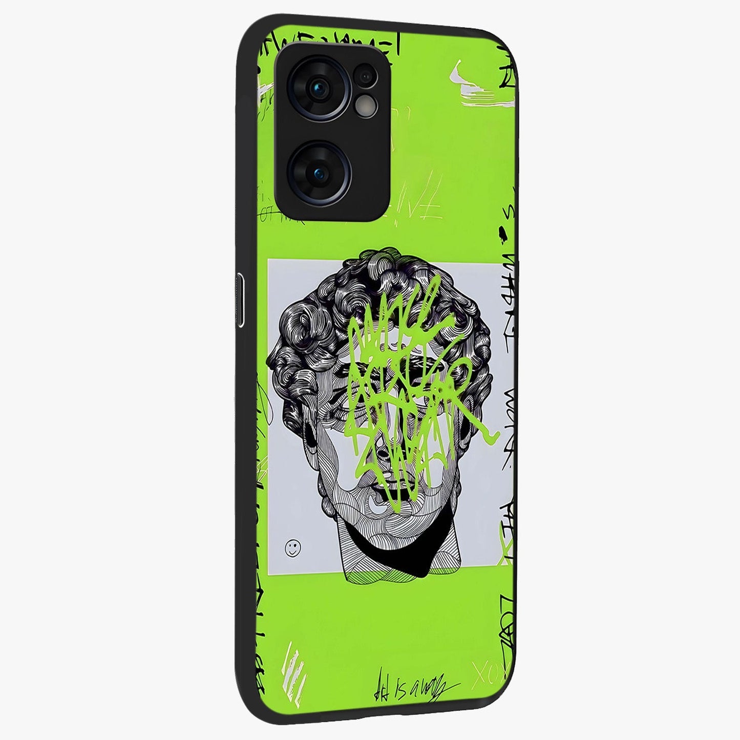 Neo Graffiti Rebellion Glass Case upright view showcasing colorful graffiti artwork with bold modern street style.