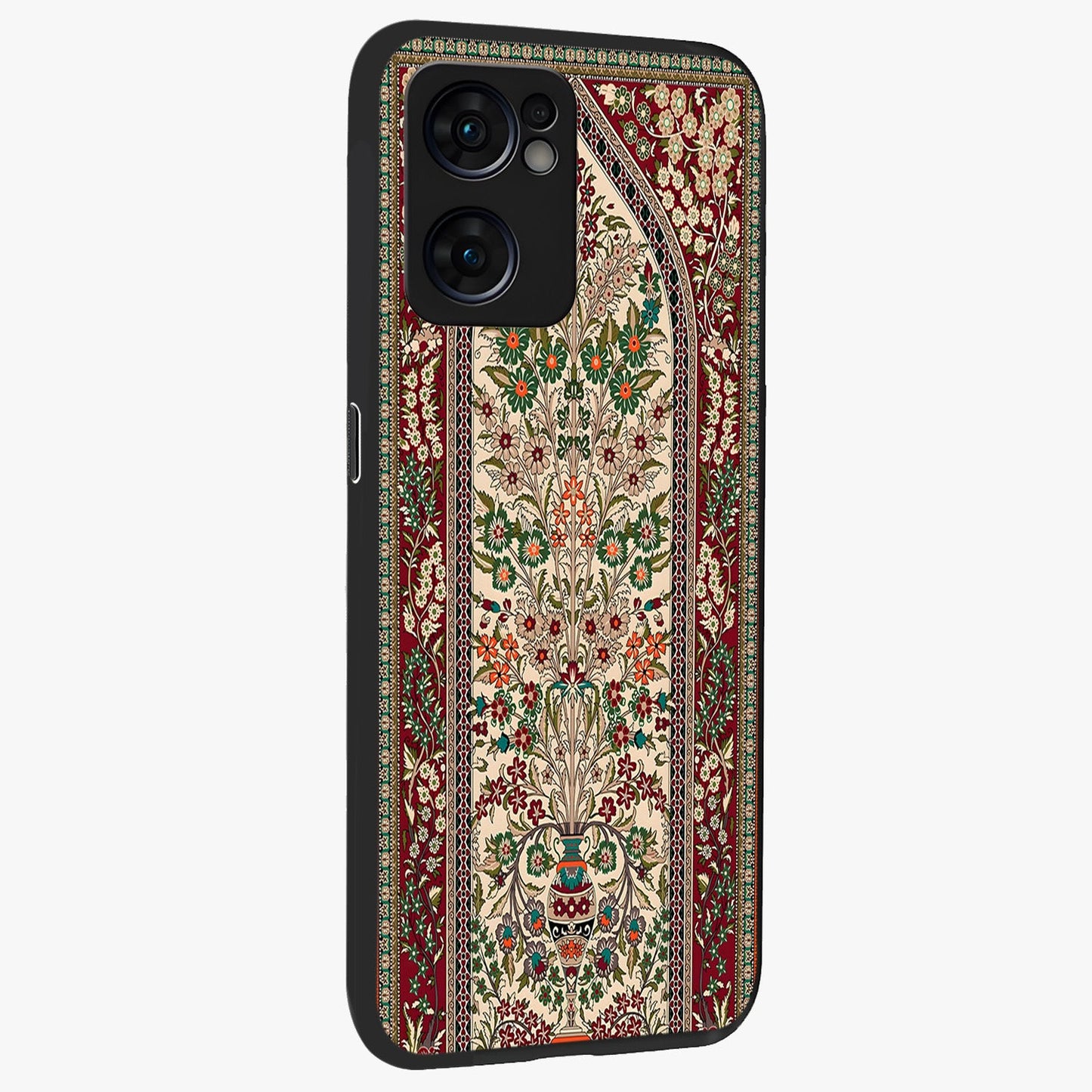 Persian Inspired Glass Case upright view showcasing decorative Persian artwork with rich heritage theme.