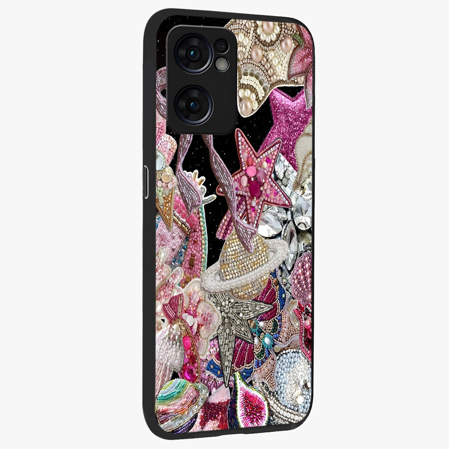 Starlit Jewel Dream Glass Case upright view showcasing radiant star inspired artwork with magical night theme.