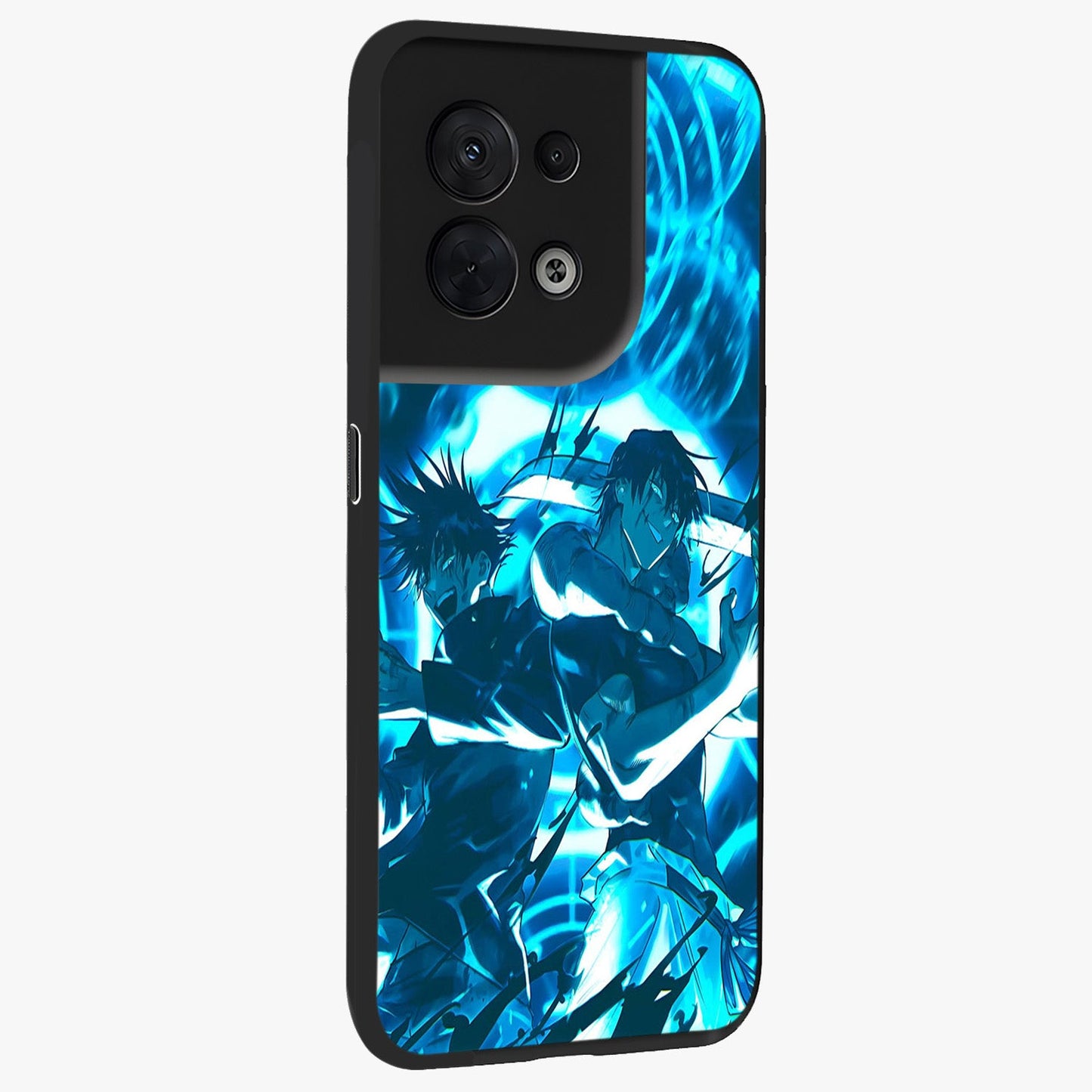 Cursed Energy Clash Glass Case upright view showcasing dramatic clash artwork with bold supernatural theme.