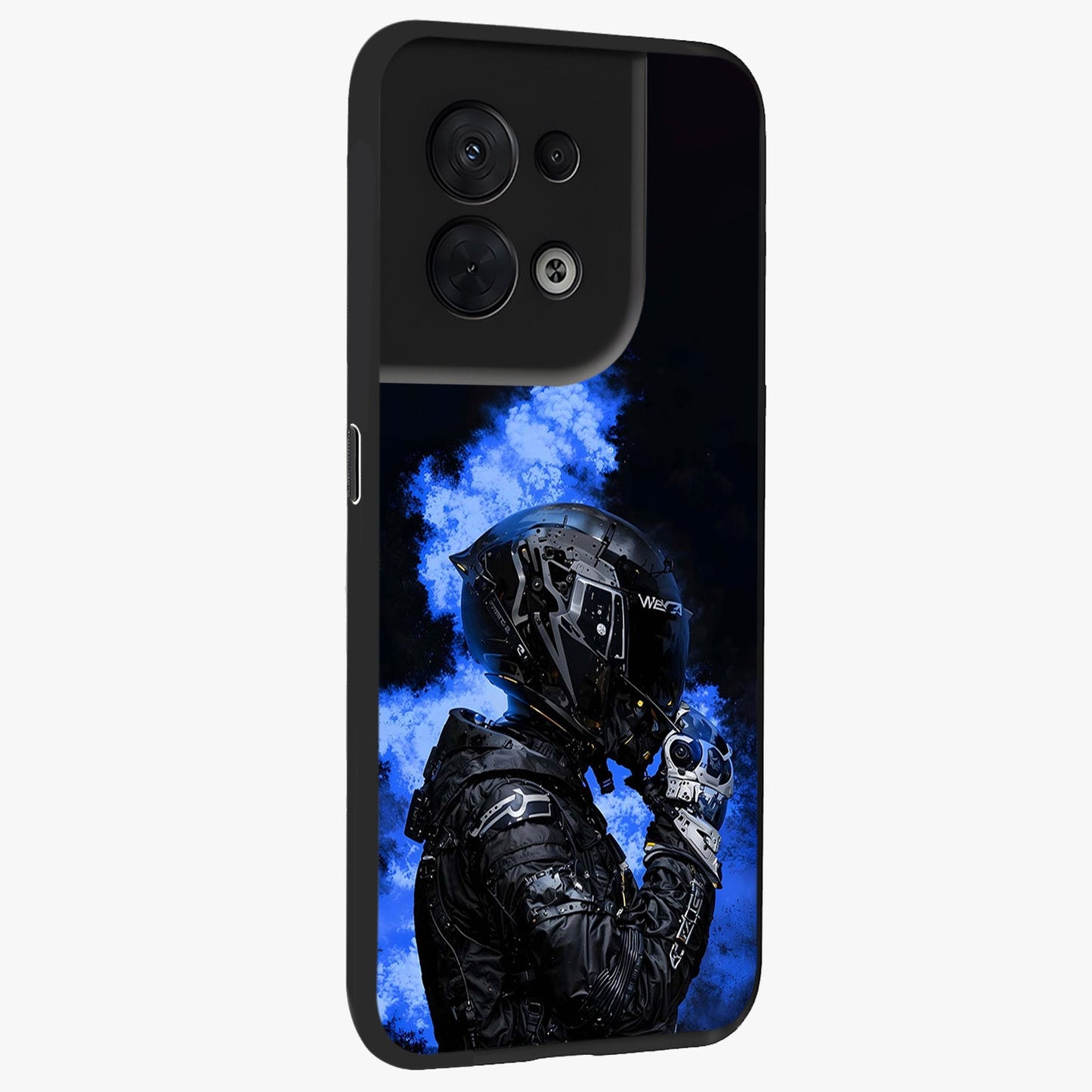 Cyber Sentinel Protocol Glass Case upright view showcasing advanced cyber sentinel artwork with futuristic tech theme.