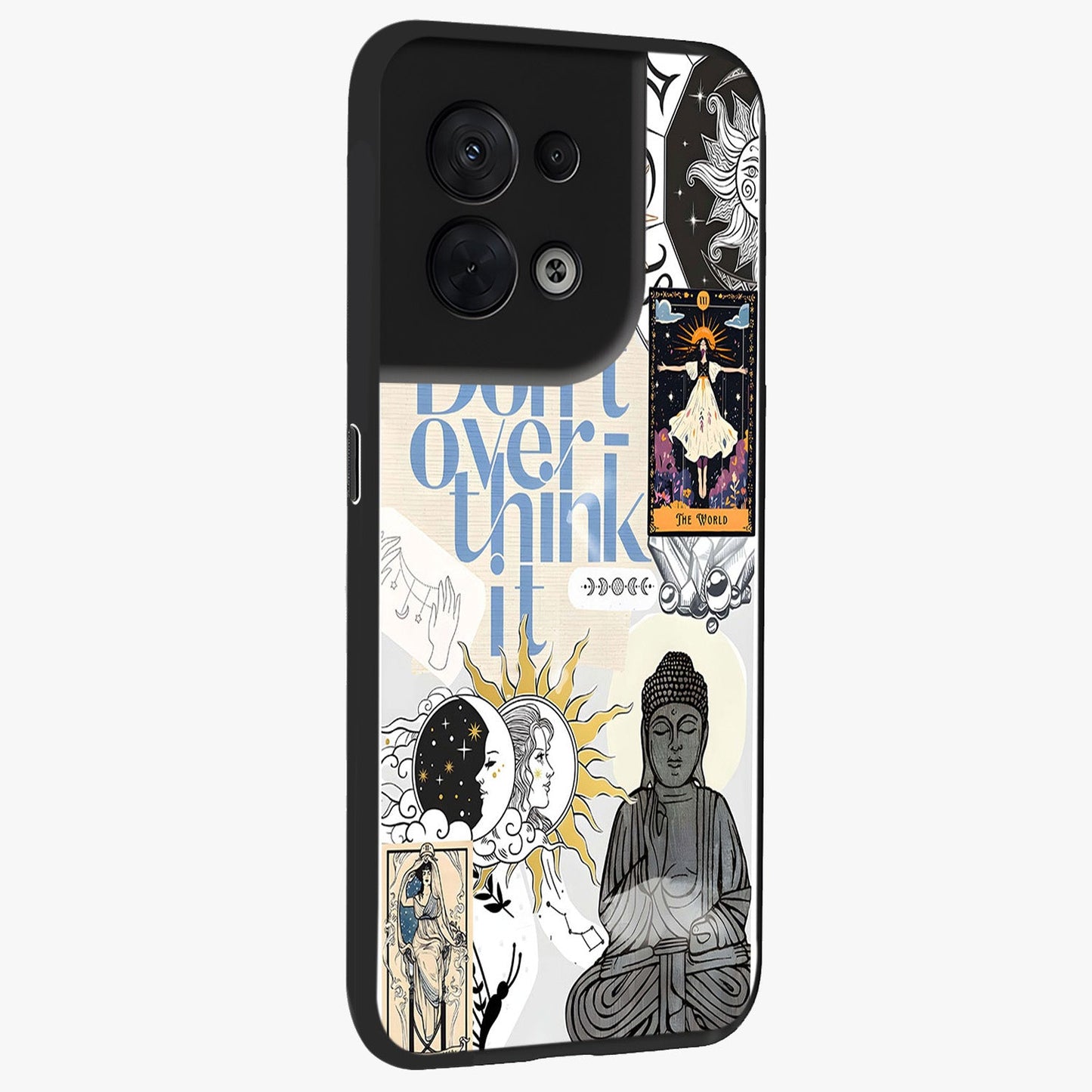 Ethereal Thoughts Glass Case upright view showcasing delicate artistic composition with peaceful dreamy theme.