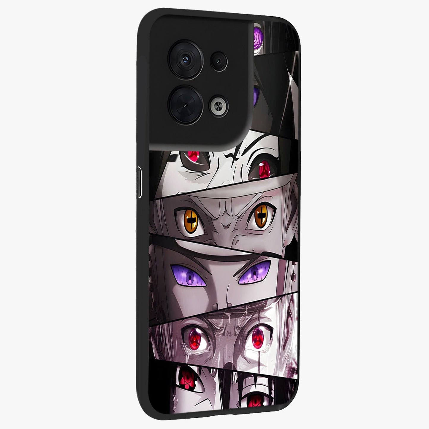 Eyes of Destiny Glass Case upright view showcasing symbolic eye artwork with dramatic artistic theme.