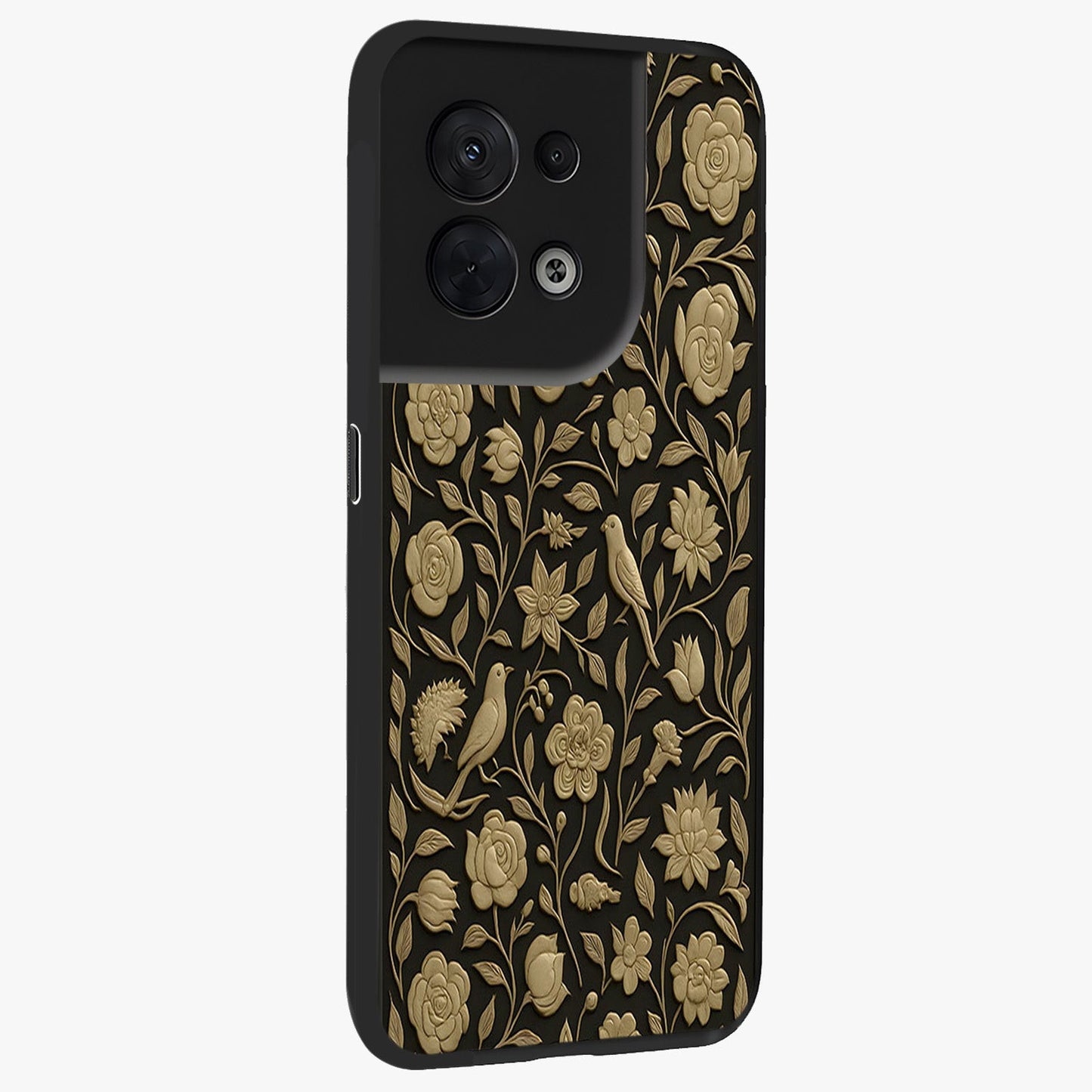 Golden Evil Eye Mandala Glass Case upright view showcasing decorative evil eye mandala artwork with spiritual aesthetic style.