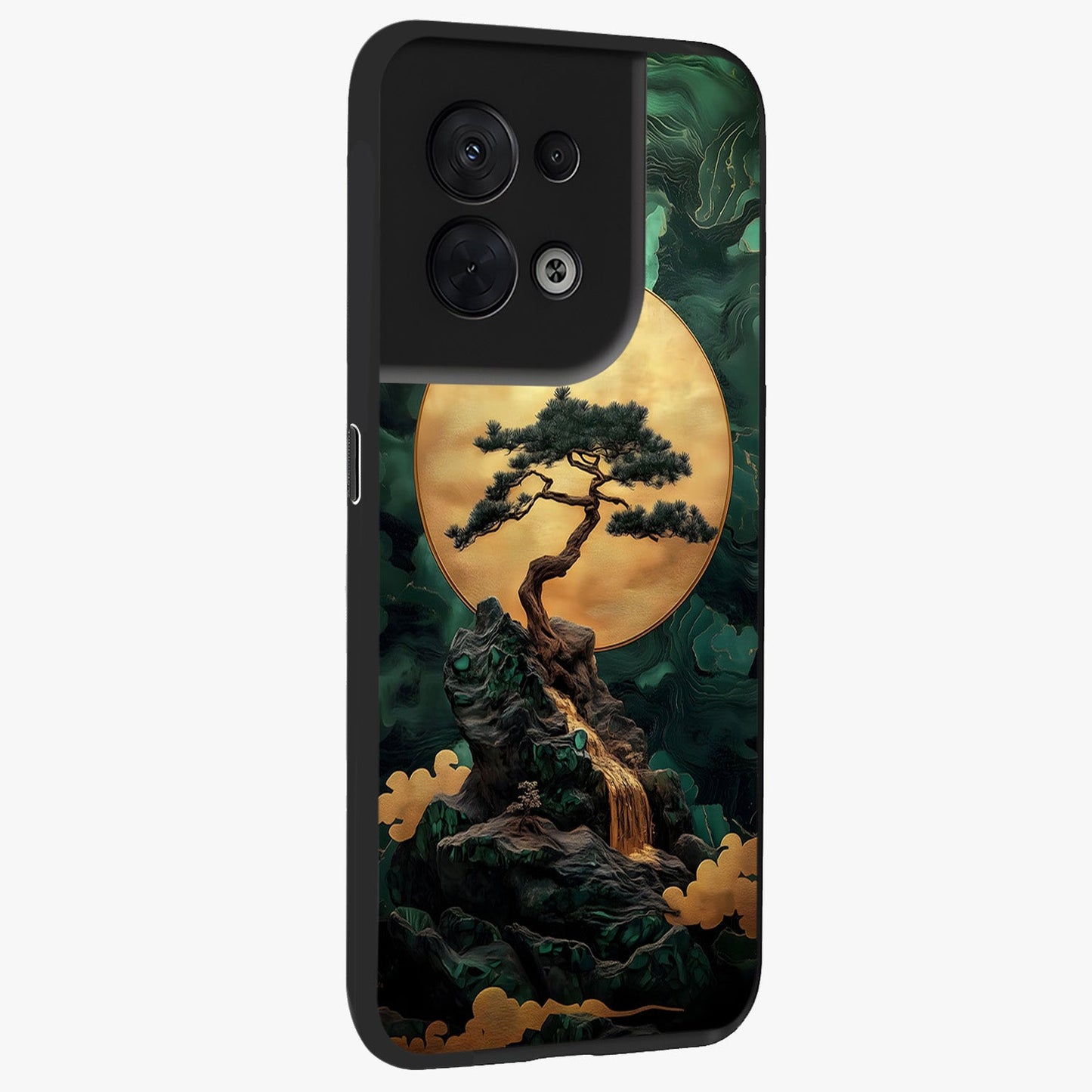 Zen Moon Rise Glass Case upright view showcasing serene moon artwork with tranquil night theme.