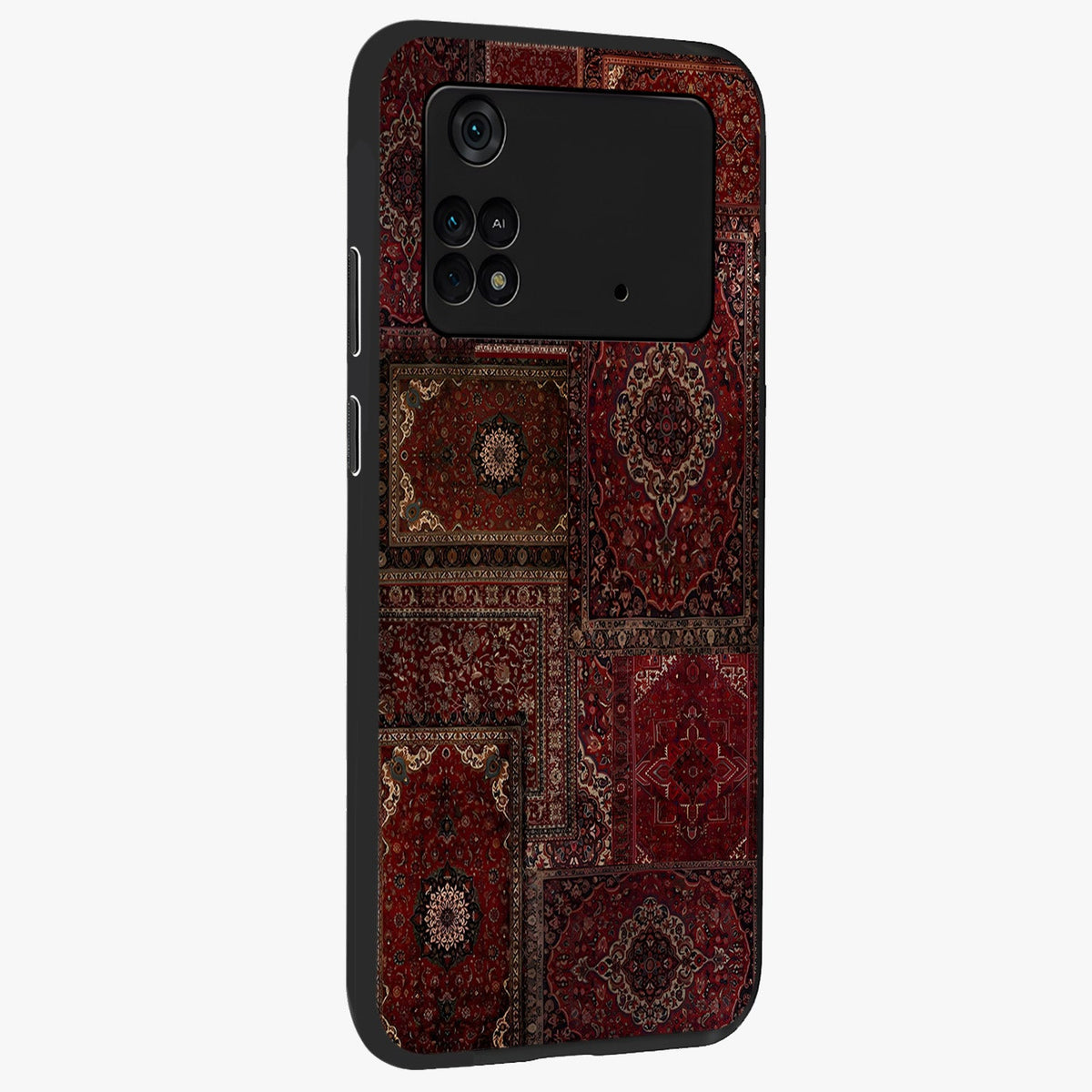 Persian Velvet Tale Glass Case upright view showcasing elegant Persian artwork with classic heritage theme.