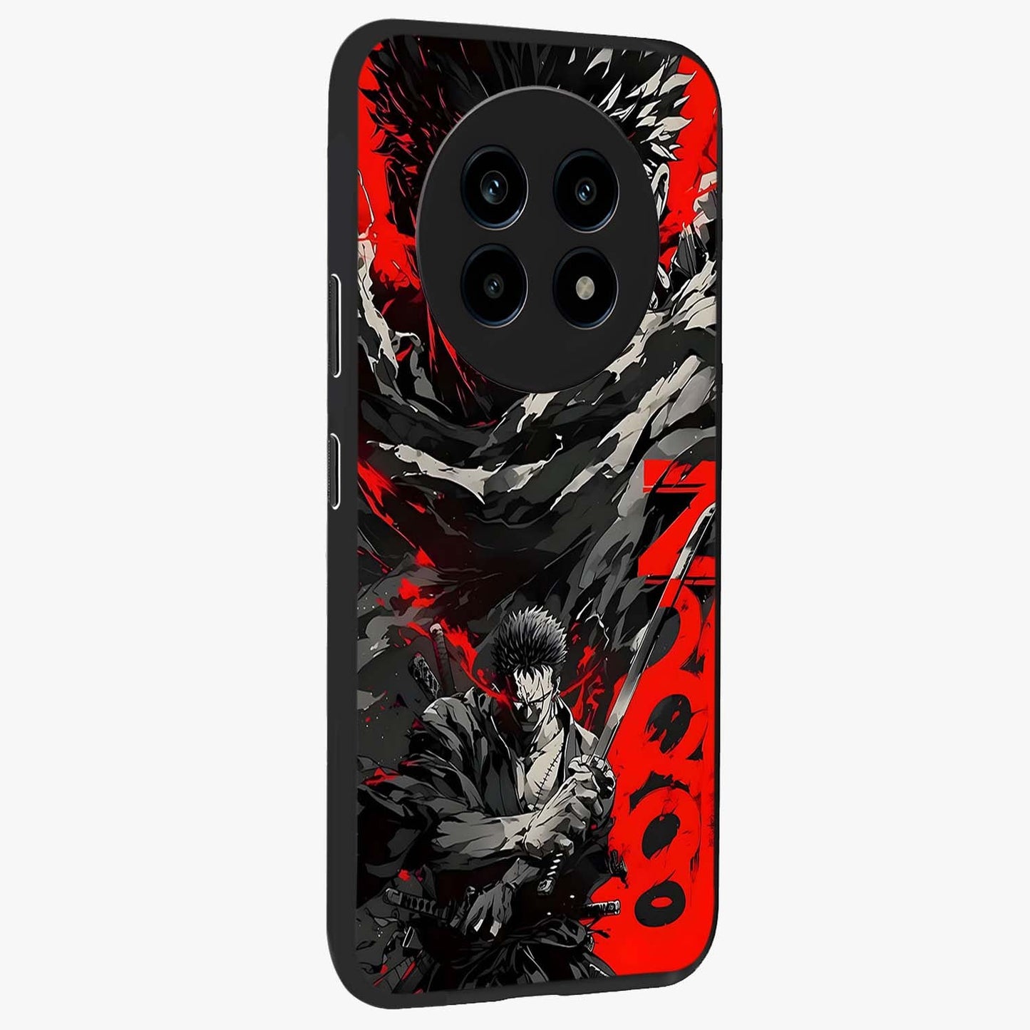 Demon Sword Resolve Glass Case upright view showcasing dramatic warrior artwork with intense battle theme.