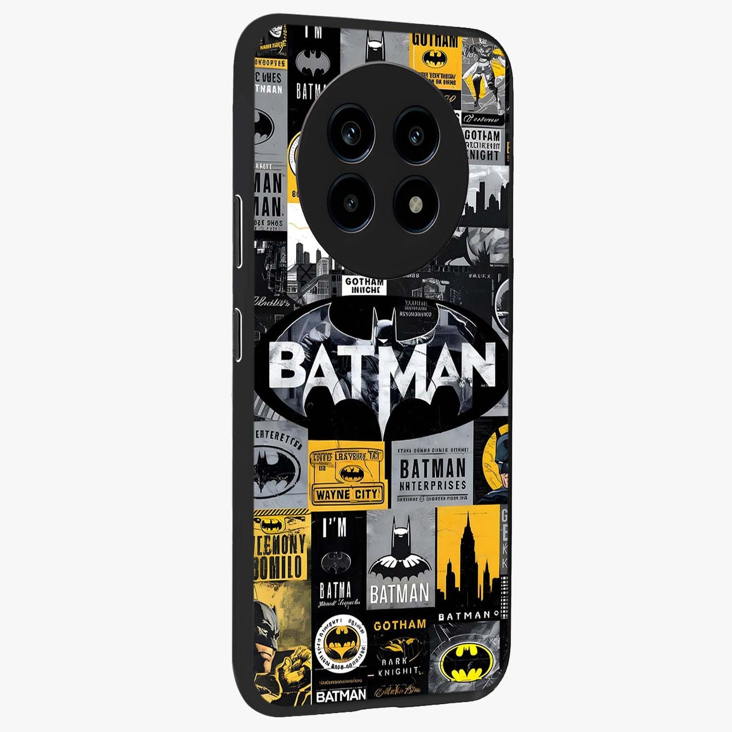 Knight Gotham Rise Glass Case upright view showcasing bold vigilante themed artwork with gothic city vibe.