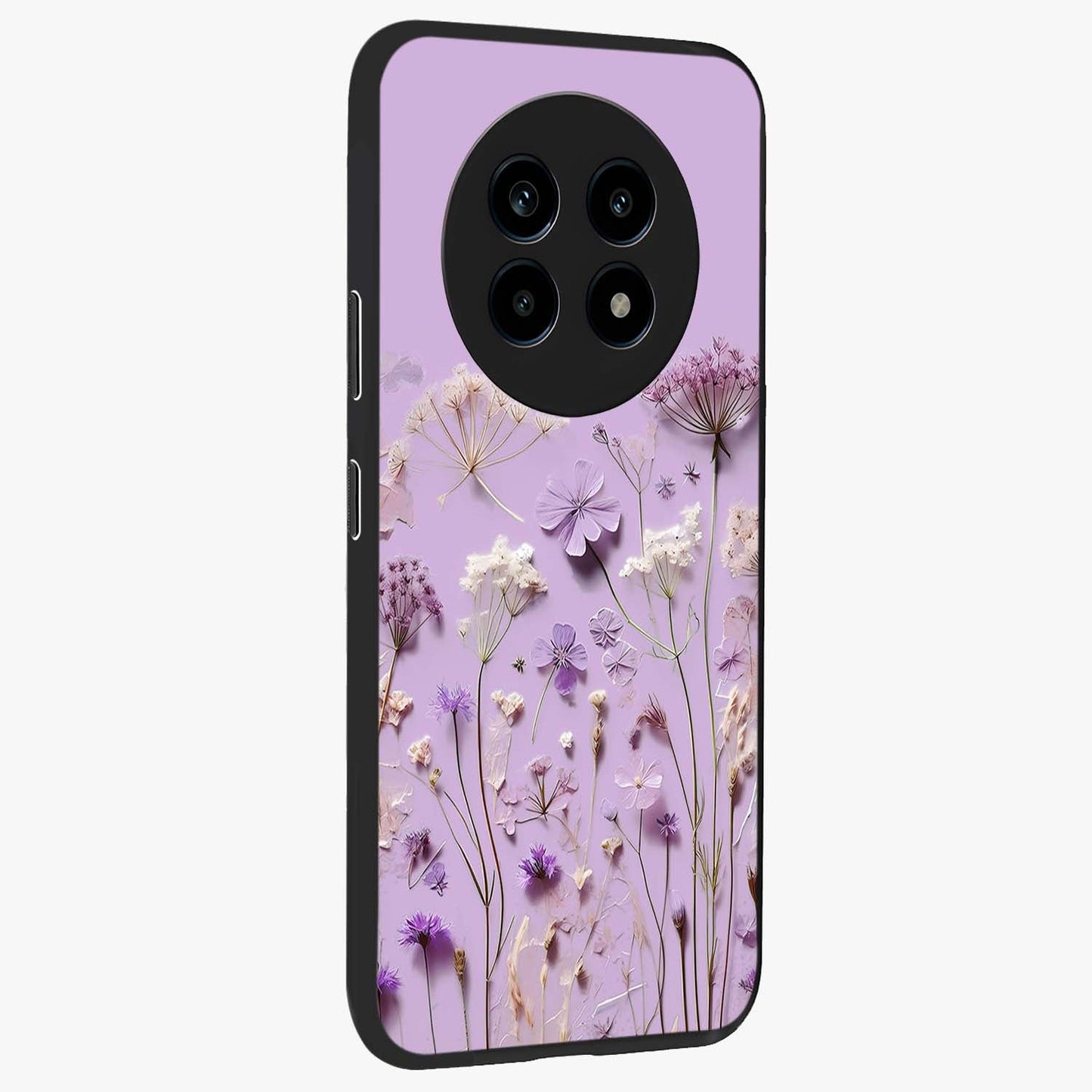 Lavender Blossom Dream Glass Case upright view showcasing delicate lavender blossom artwork with peaceful floral theme.