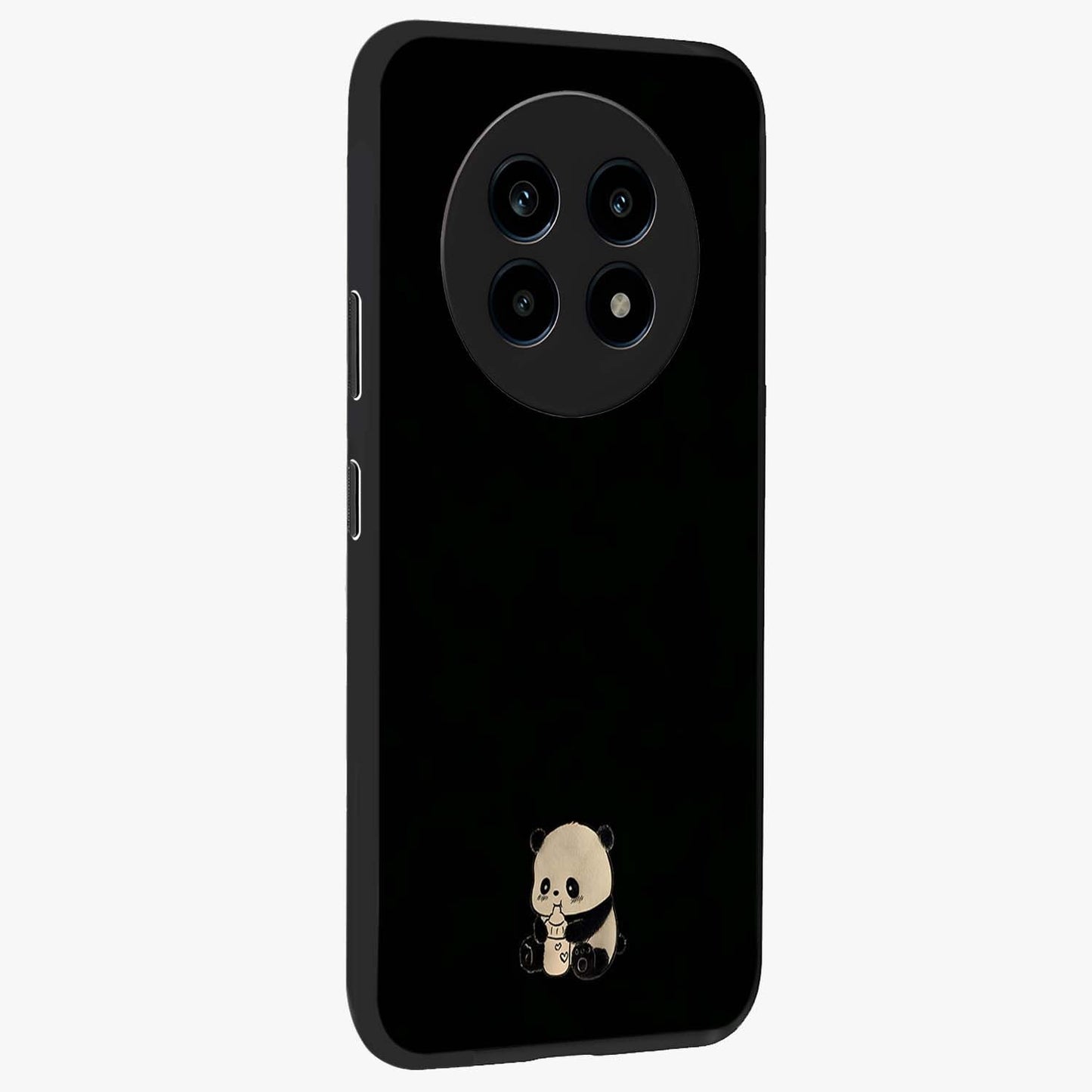 Midnight Panda Love Glass Case upright view showcasing charming panda artwork with playful romantic theme.