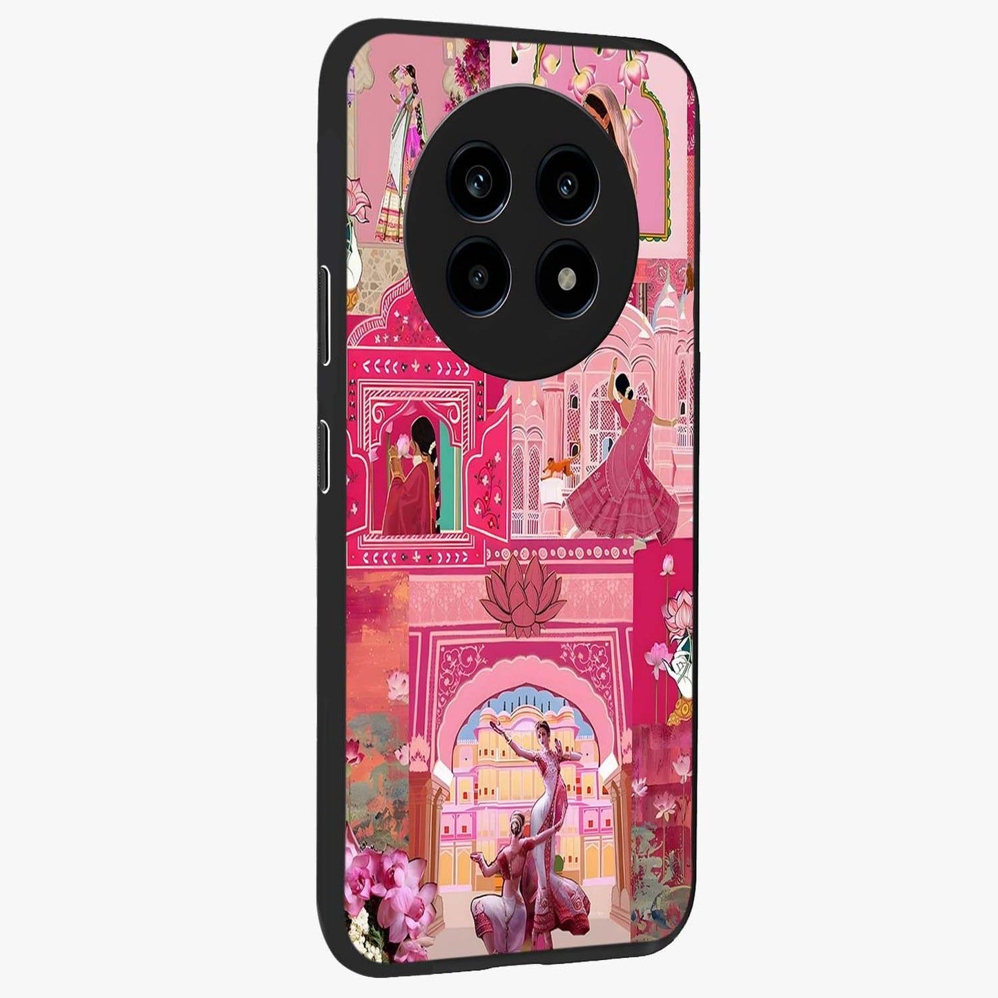 Pink Palace Muse Glass Case upright view showcasing artistic palace artwork with graceful royal theme.