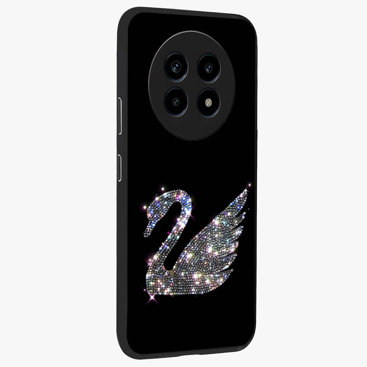 Starlit Swan Grace Glass Case upright view showcasing beautiful swan artwork with peaceful night themed design.