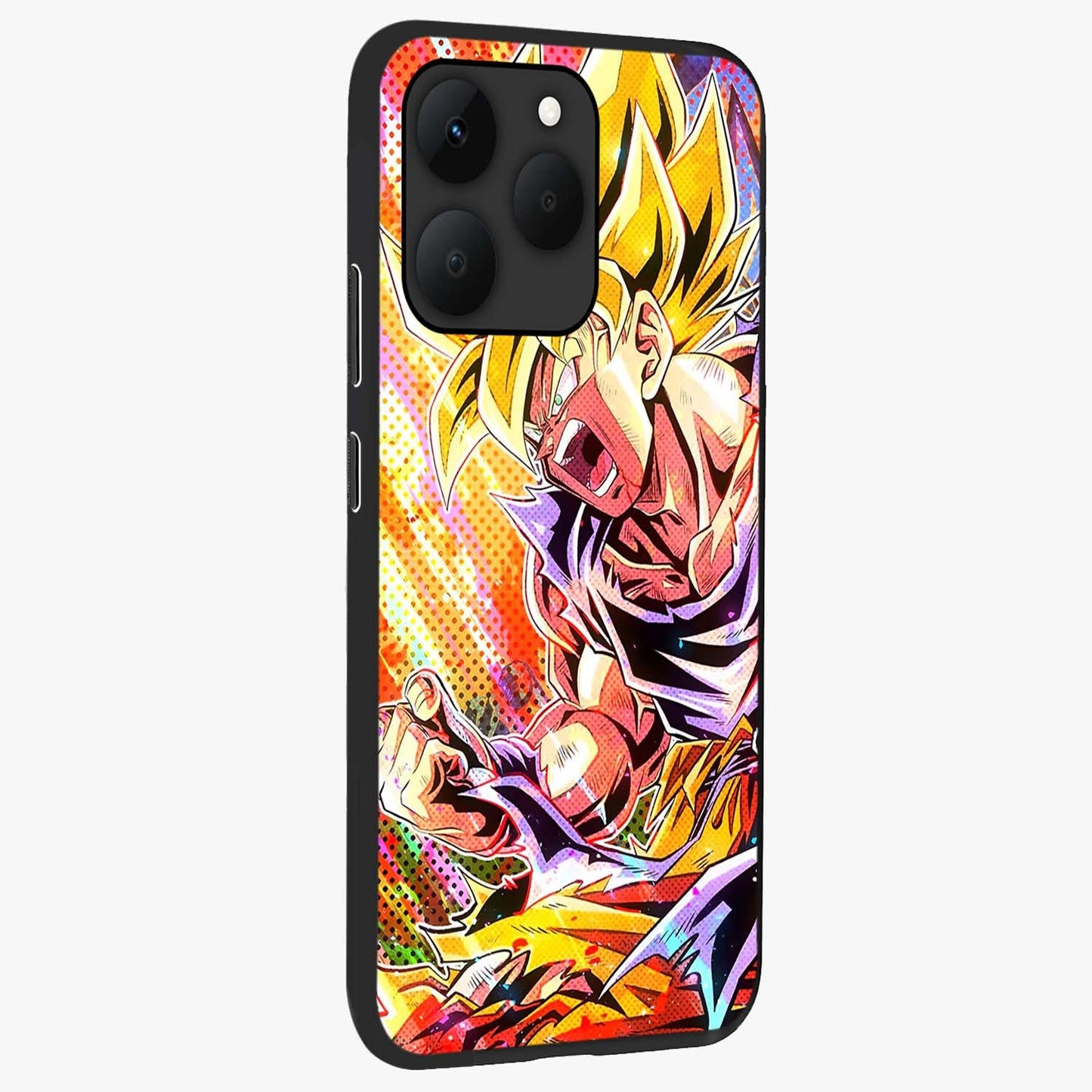 Firing Goku Glass Case upright view showcasing energetic anime artwork with bold warrior theme.