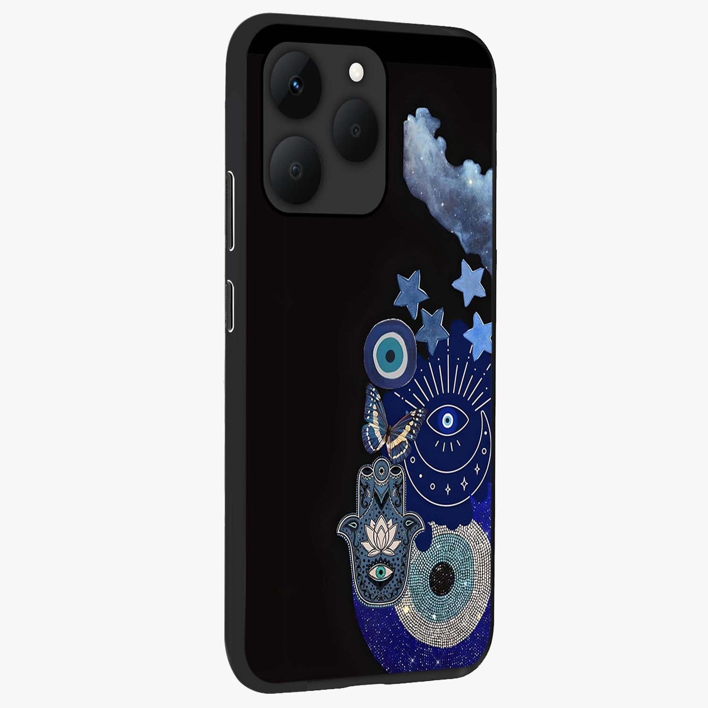 Galactic Charm Cluster Glass Case upright view showcasing glowing cosmic charm artwork with magical celestial style.