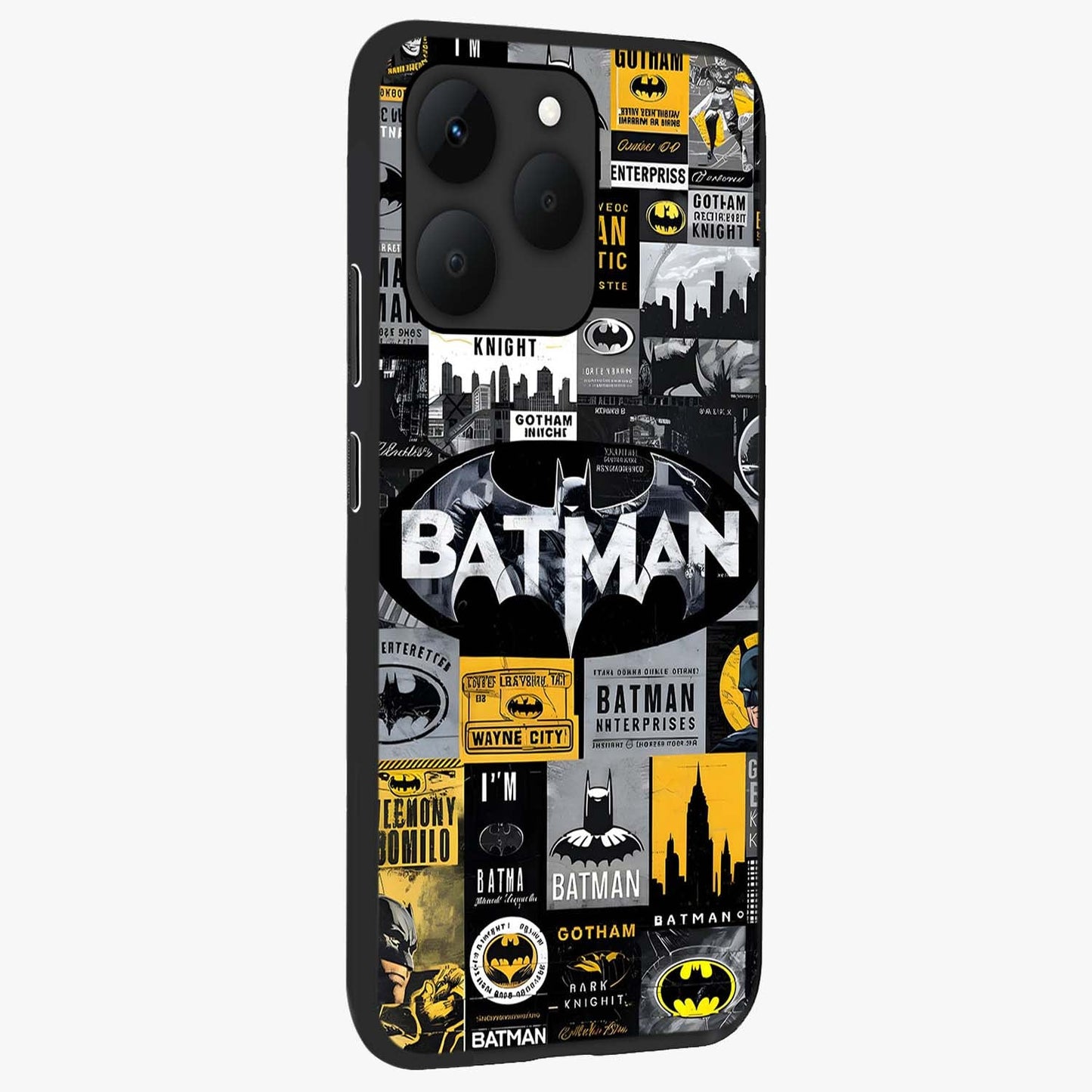 Knight Gotham Rise Glass Case upright view showcasing bold vigilante themed artwork with gothic city vibe.