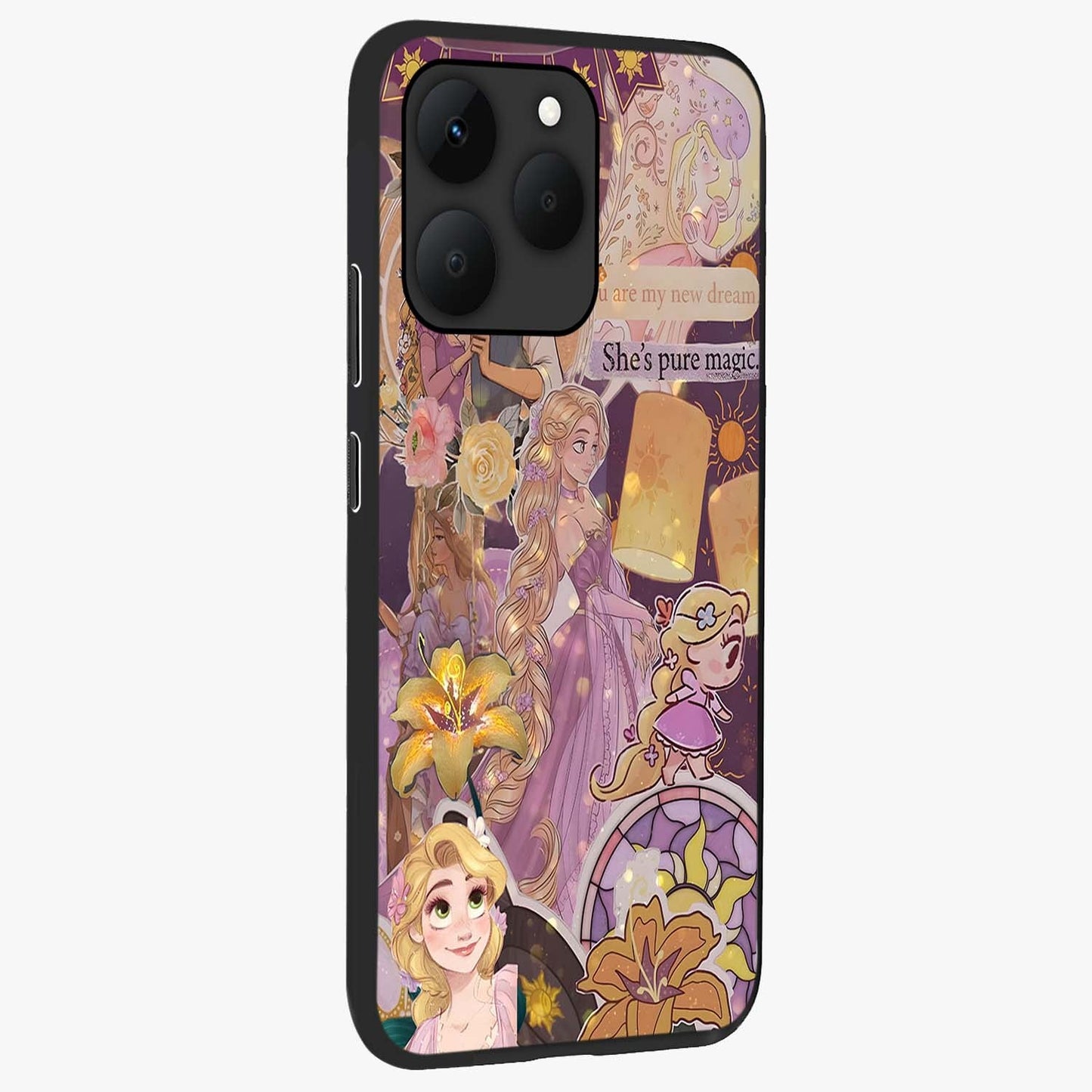 Magical Tangled Dream Glass Case upright view showcasing enchanting artistic artwork with dreamy fantasy theme.