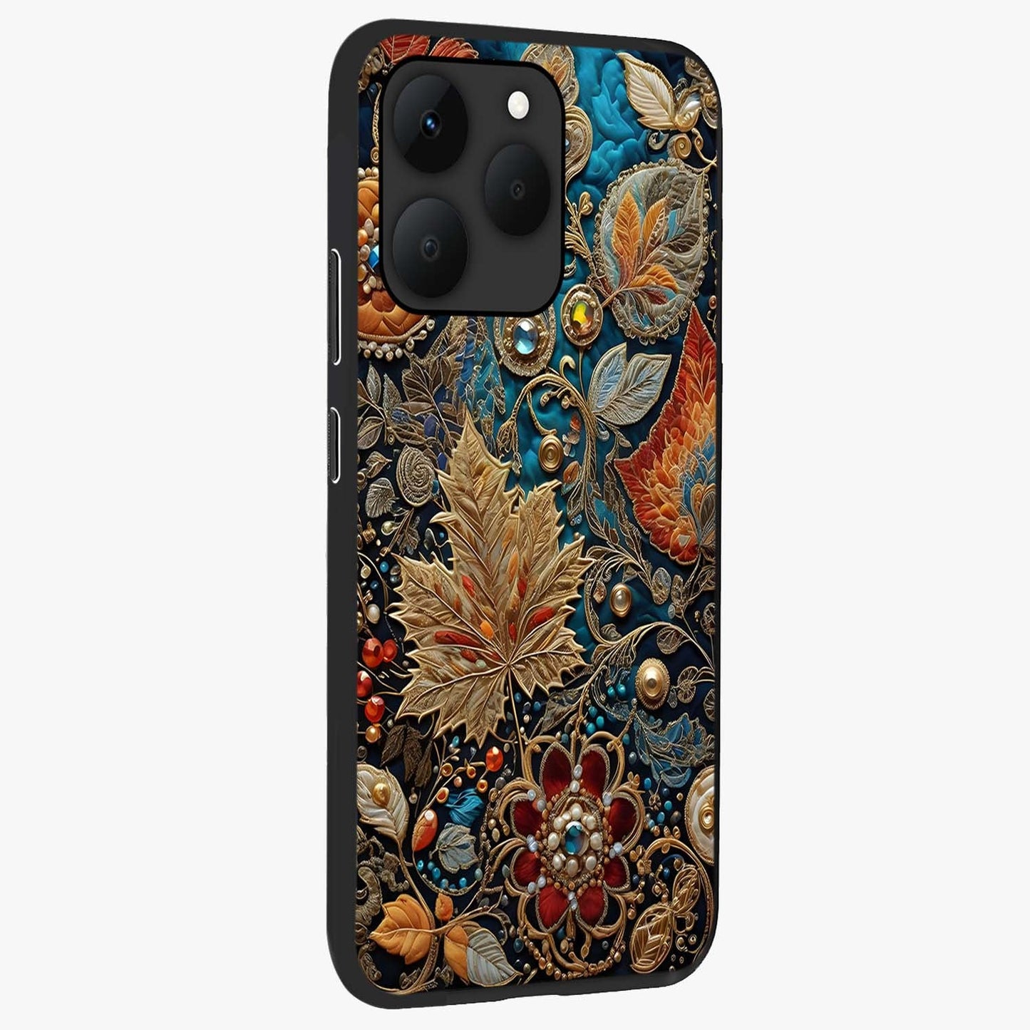 Royal Jewel Garden Glass Case upright view showcasing rich floral artwork with luxurious garden theme.