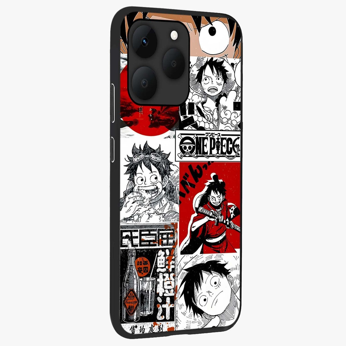 Strawhat Chaos Panels Glass Case upright view showcasing energetic anime artwork with bold adventure theme.