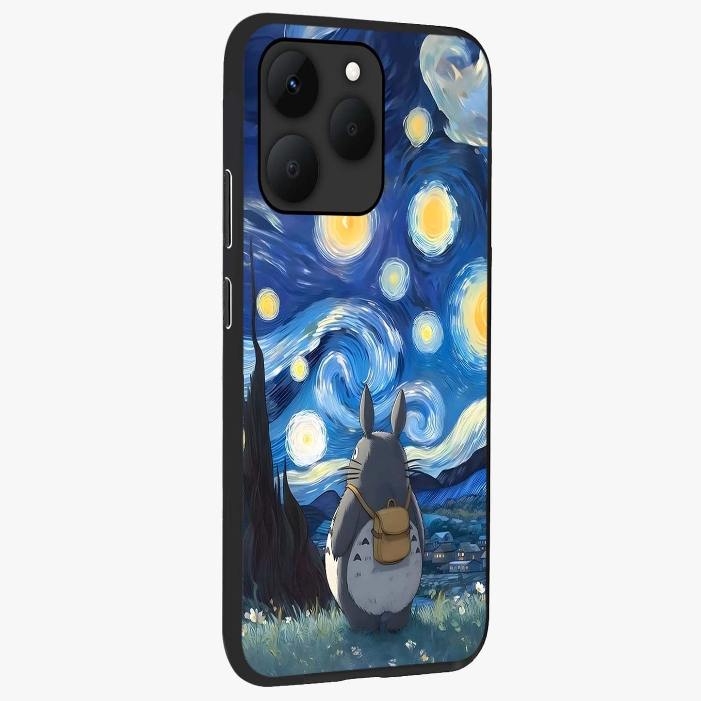 Totoro In Van Gogh Art Glass Case upright view showcasing creative character artwork with painterly artistic theme.