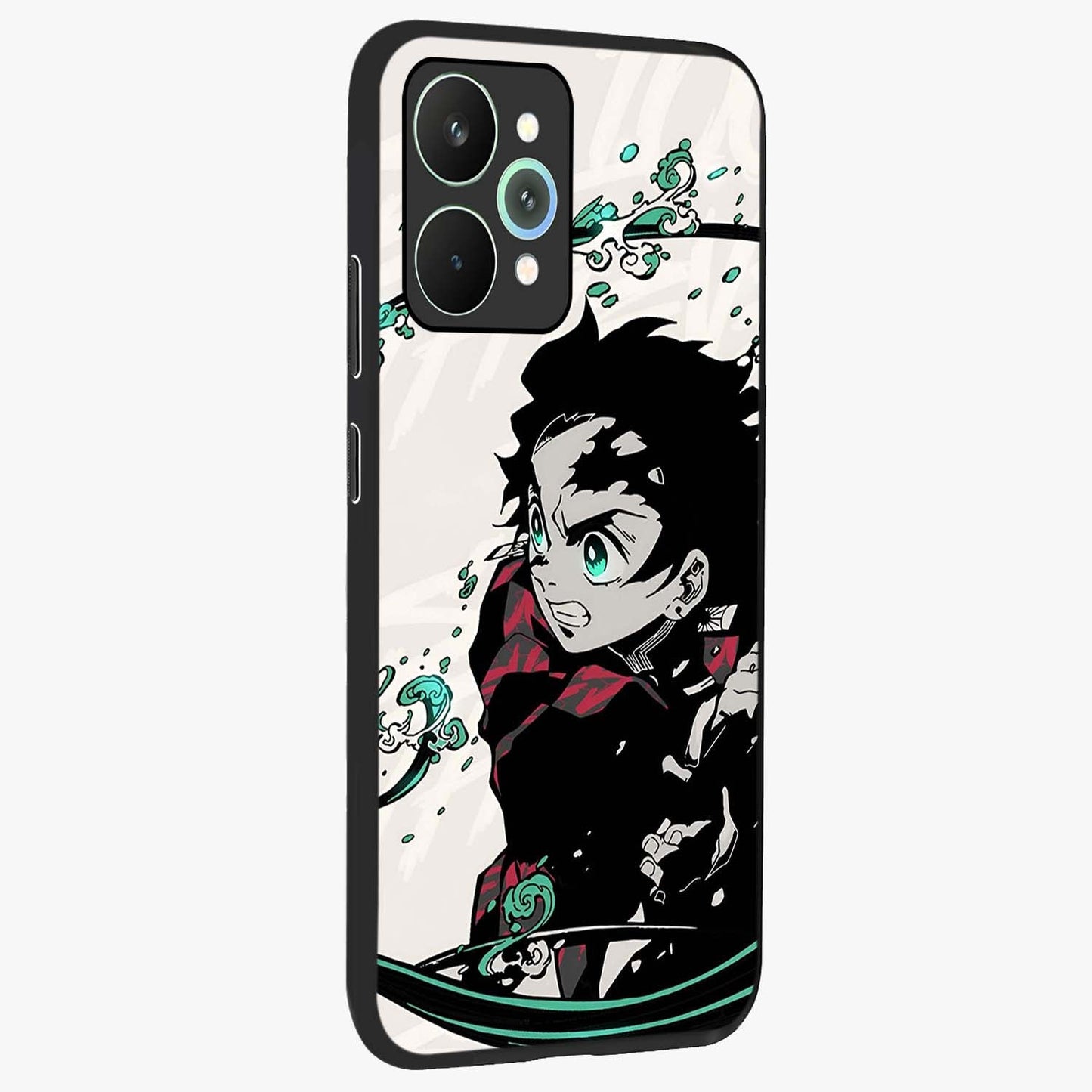 Demon Slayer Glass Case upright view showcasing powerful anime artwork with intense warrior theme.