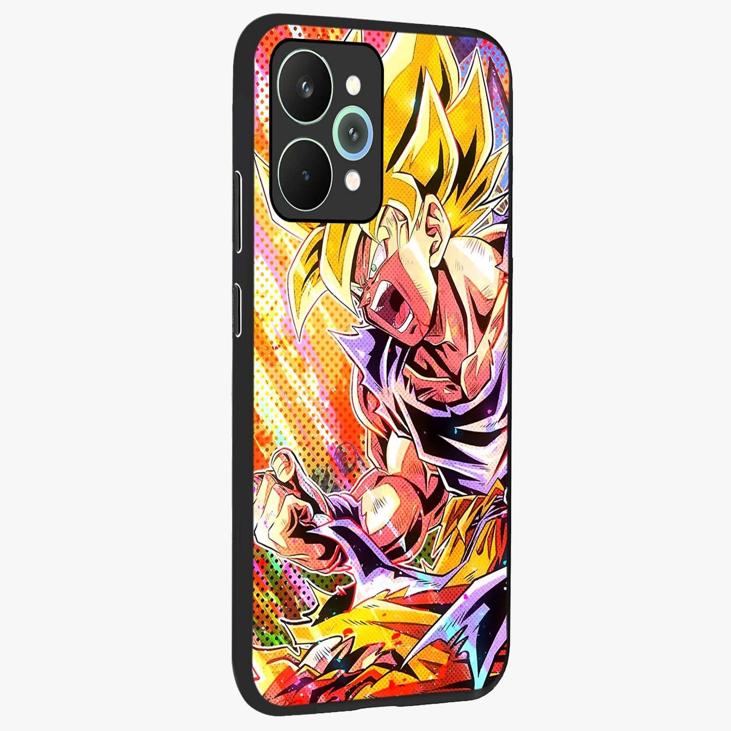 Firing Goku Glass Case upright view showcasing energetic anime artwork with bold warrior theme.