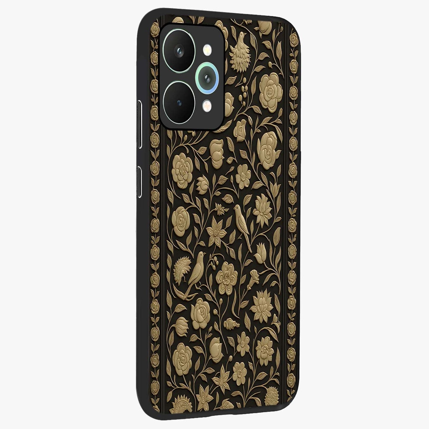 Golden Evil Eye Mandala Glass Case upright view showcasing decorative evil eye mandala artwork with spiritual aesthetic style.