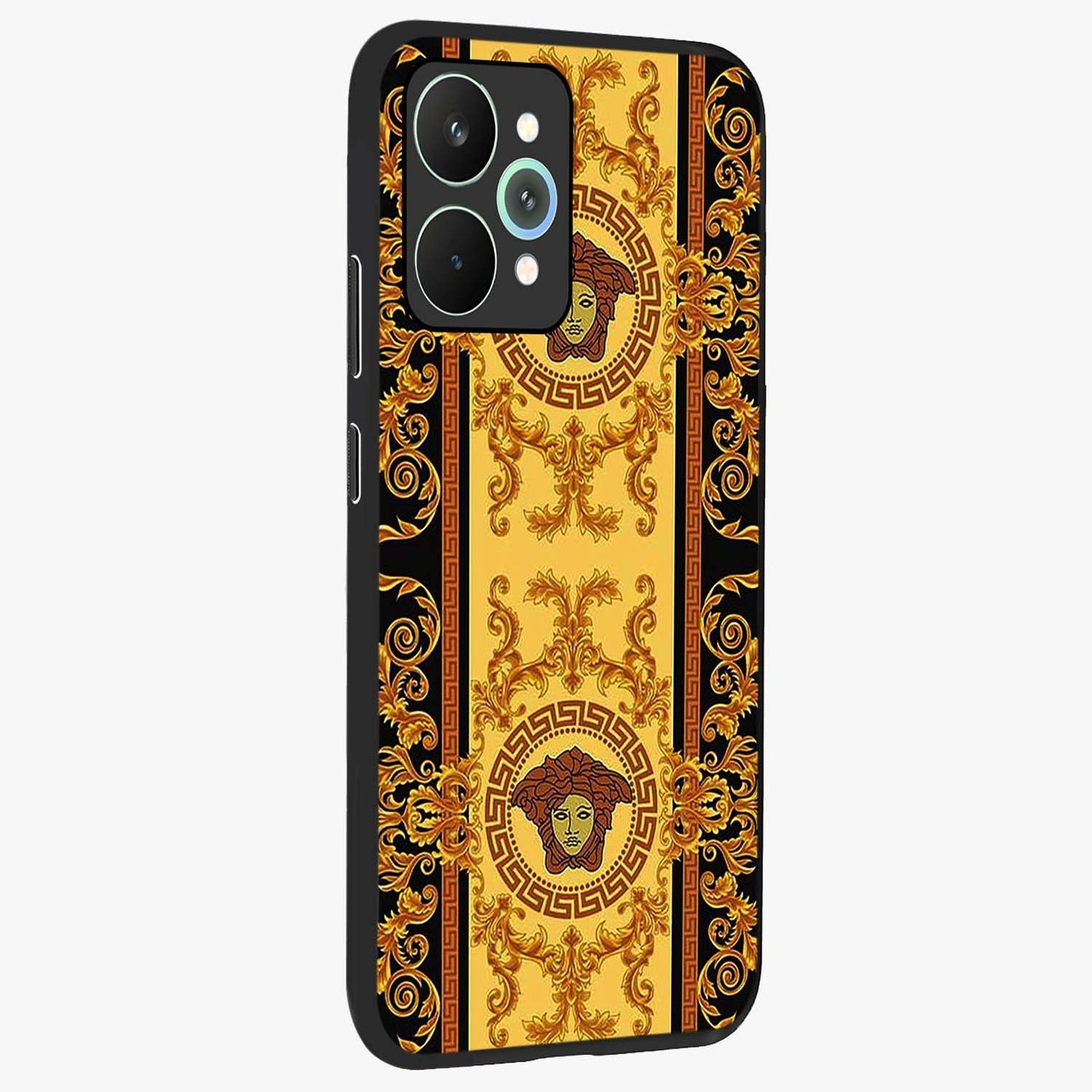 Golden Lotus Glow Glass Case upright view showcasing luminous lotus artwork with peaceful divine theme.