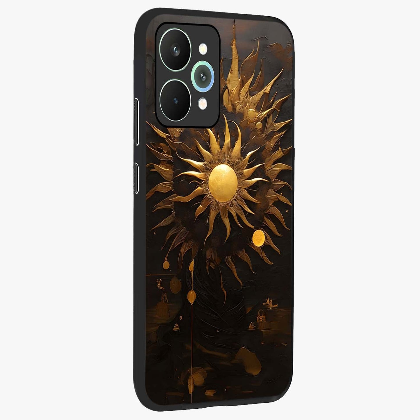Golden Sun Majesty Glass Case upright view showcasing haunting graveyard artwork with dramatic dark theme.