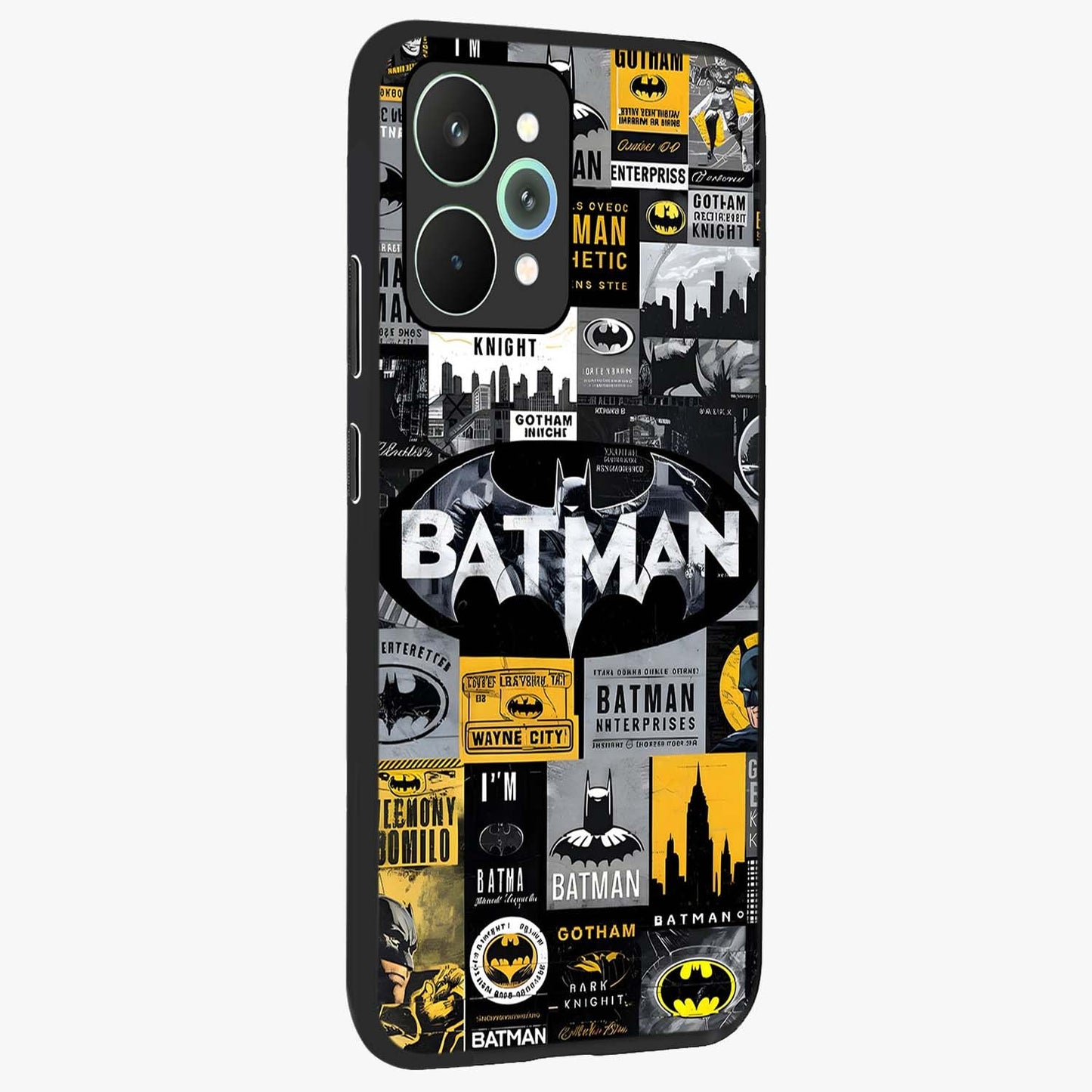 Knight Gotham Rise Glass Case upright view showcasing bold vigilante themed artwork with gothic city vibe.